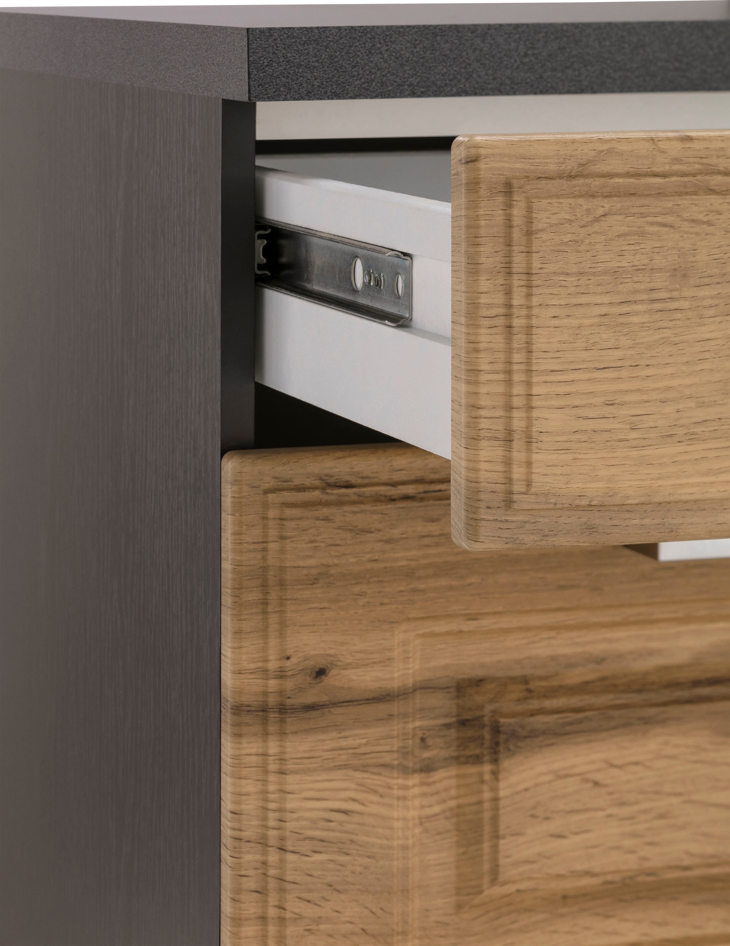 KOCHSTATION Küchenzeile »KS-Stockholm«, Breite 330 cm, mit hochwertigen MDF Fronten im Landhaus-Stil