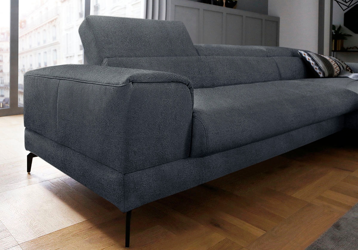 W.SCHILLIG Ecksofa »piedroo, Designsofa mit tollem Sitzkomfort, bequem, L-Form«, Kopfteilverstellung, wahlweise mit Sitztiefenverstellung, Breite 343cm