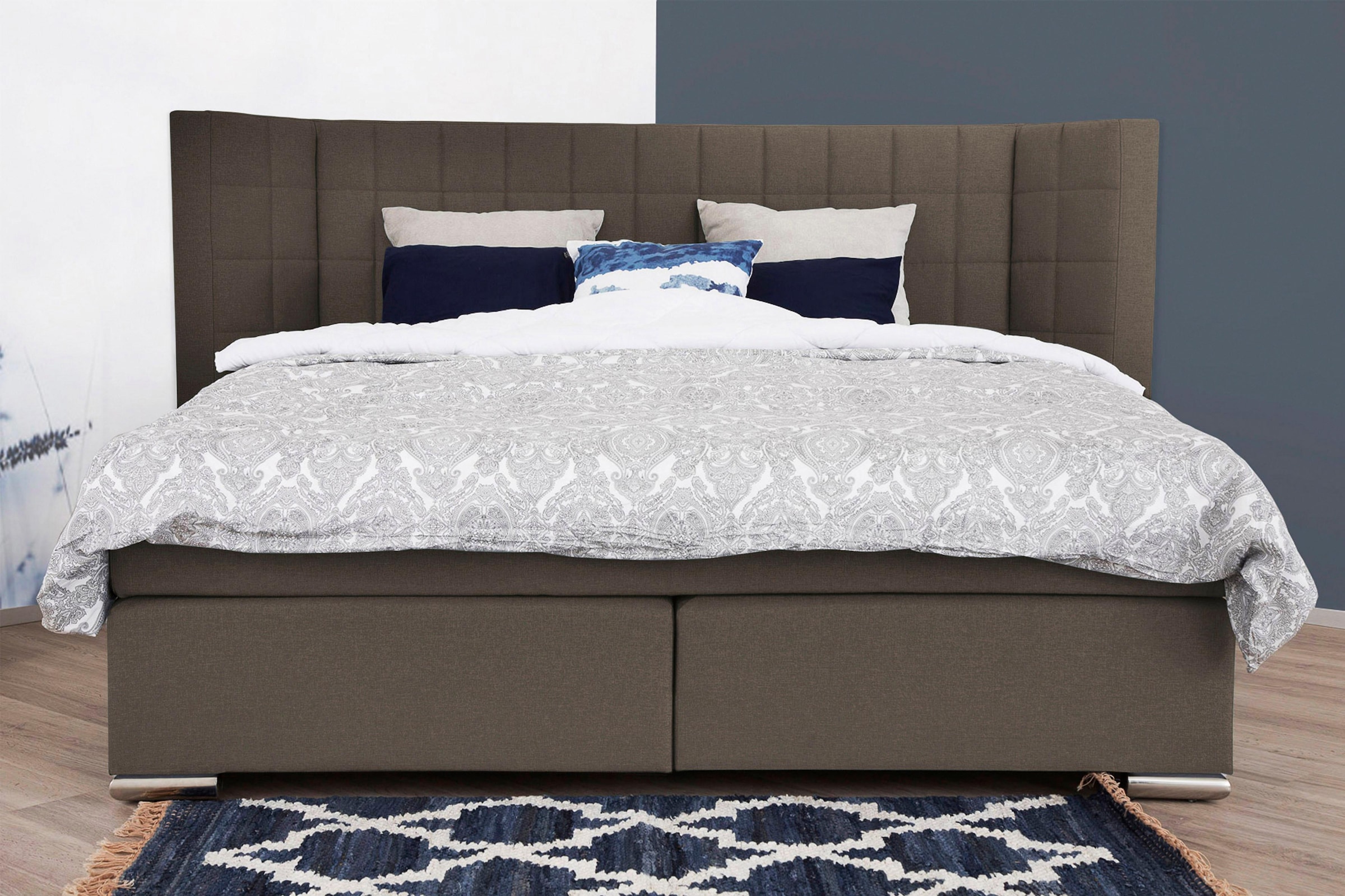 Places of Style Boxspringbett »Piazza«, mit Steppung und Kopfteil mit seitlichen Flügeln