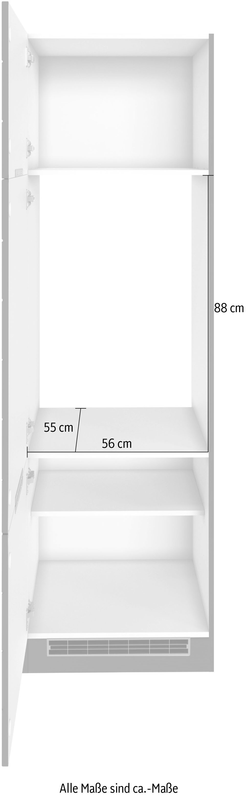 KOCHSTATION Kühlumbauschrank »KS-Luhe« 60 cm breit, hochwertige MDF-Fronten mit waagerechter Lisene