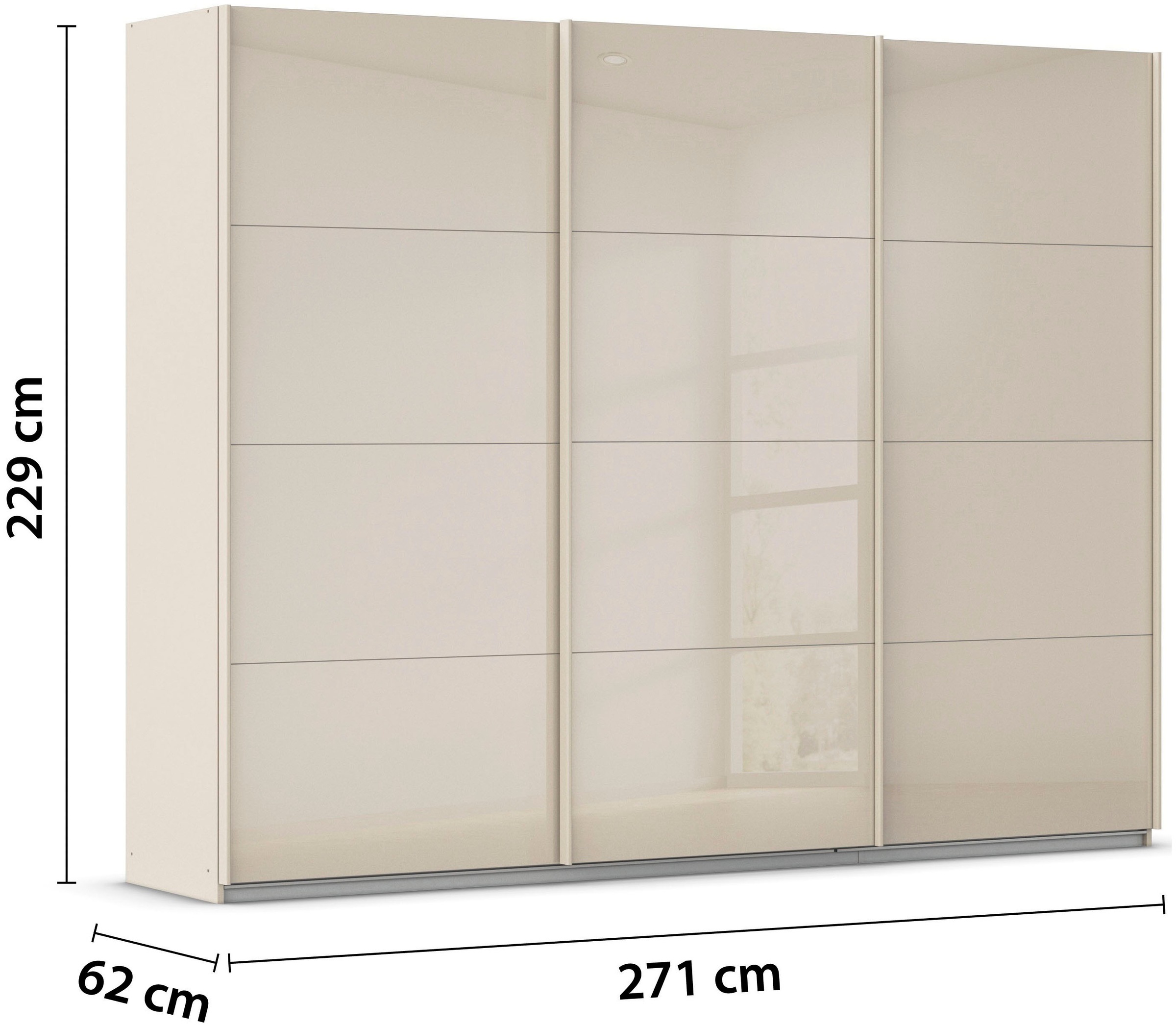rauch Schwebetürenschrank »Kleiderschrank Schrank Garderobe AGORDO mit Glasfront«, durchdachte Innenausstattung, in 4 Breiten und 2 Höhen MADE IN GERMANY
