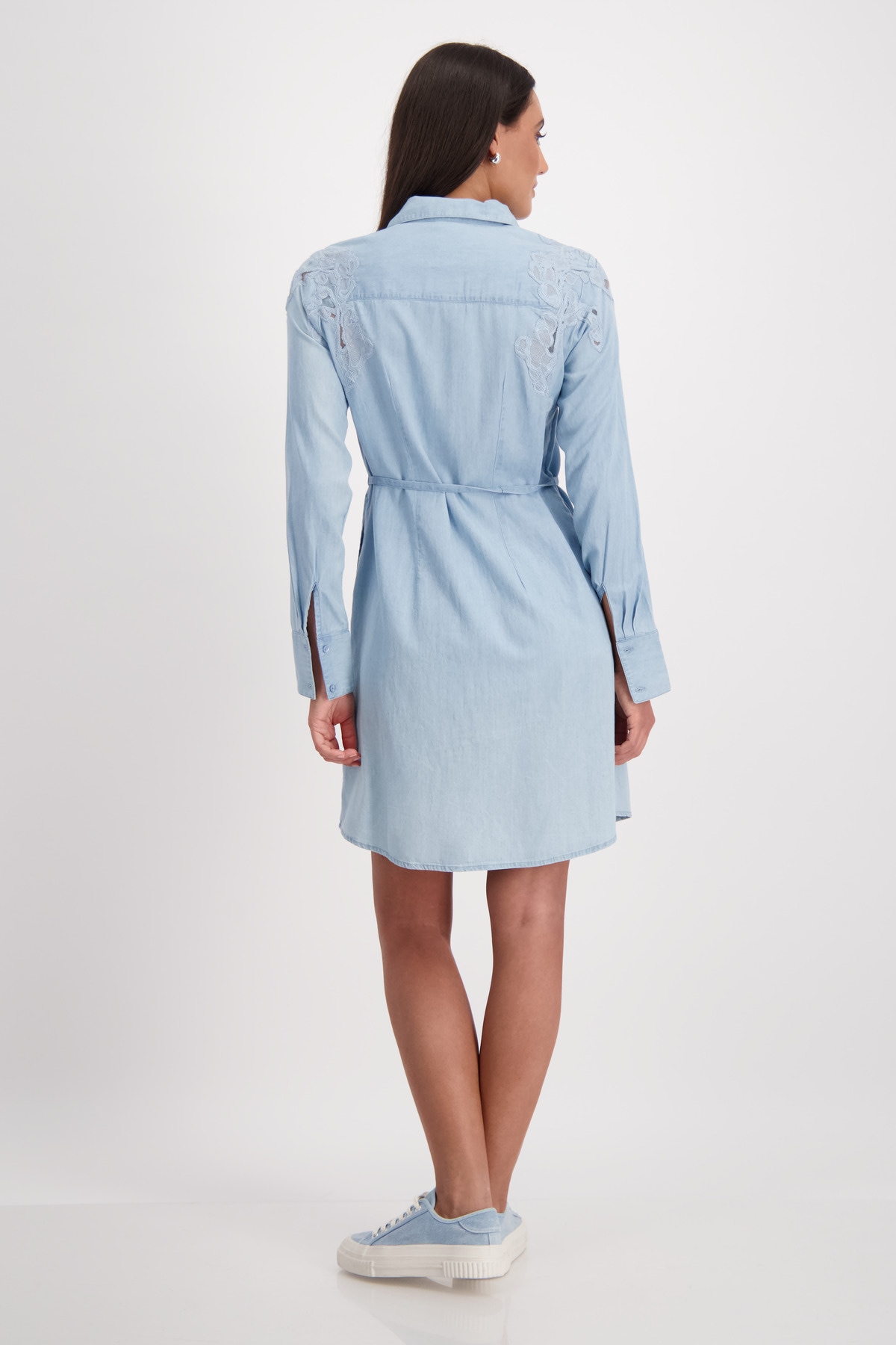 Monari Jeanskleid Eingrifftaschen mit Bindegürtel