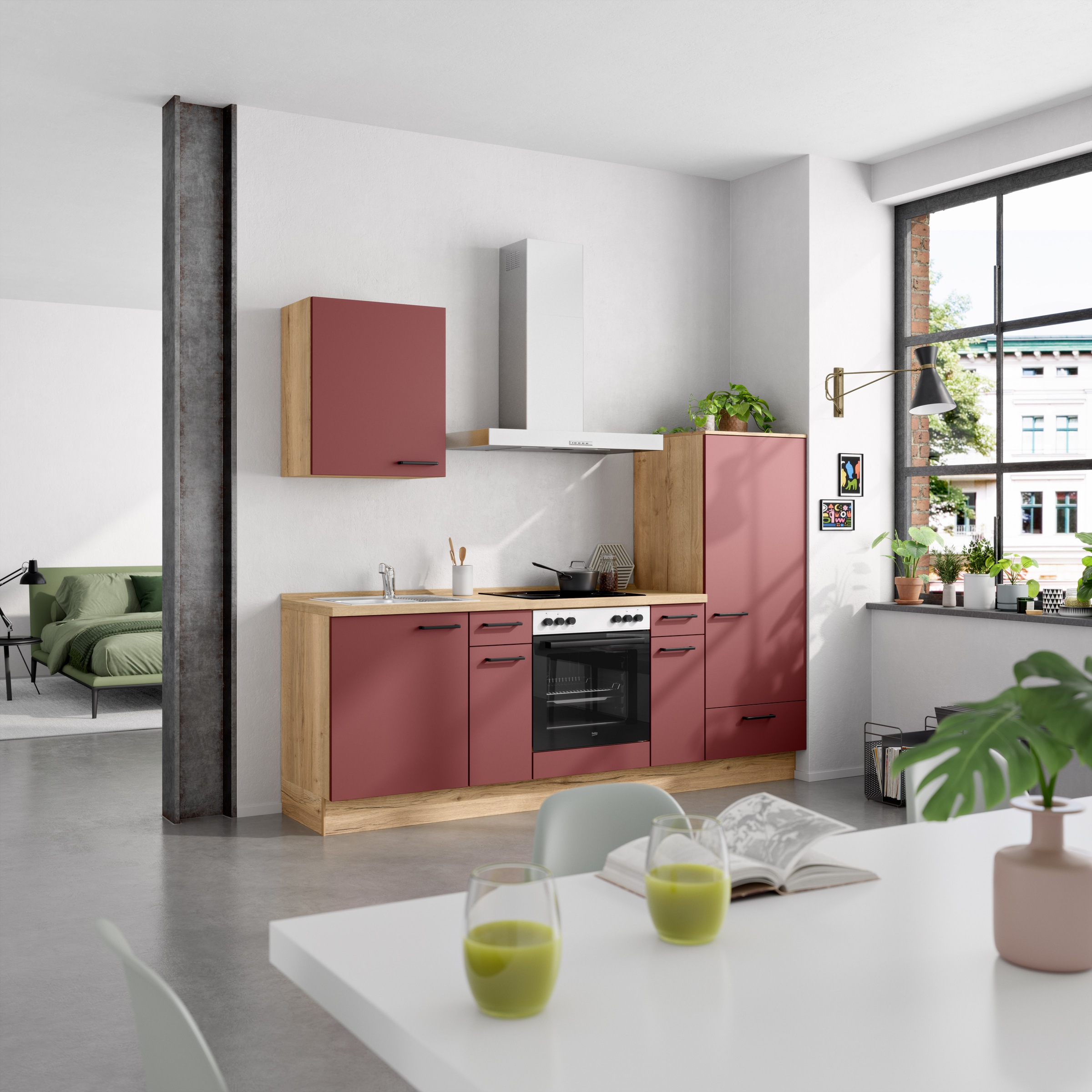 nobilia® Küchenzeile »"Easytouch I"«, vormontiert, Ausrichtung wählbar, Breite 240 cm, wahlw. mit E-Geräten