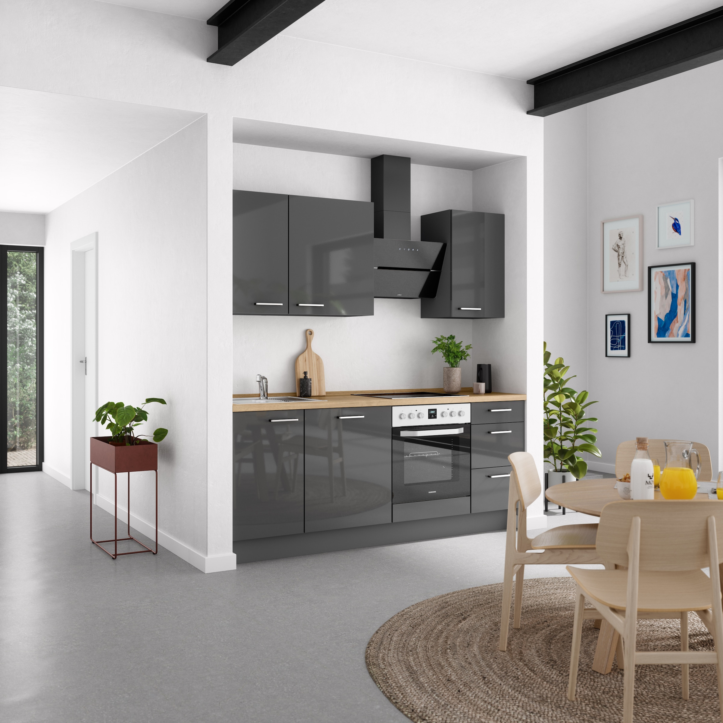 nobilia® Küchenzeile »"Flash II"«, vormontiert, Ausrichtung wählbar, Breite 210 cm, wahlw. mit E-Geräten