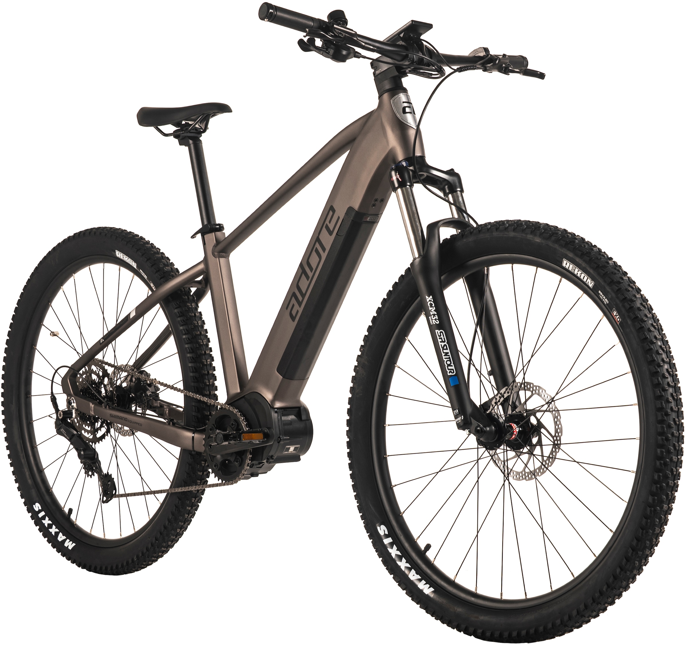 Adore E-Bike »Hardtail 29" GX-750 Mittelmotor 130NM / 15Ah Platingrau matt«, 9 Gang, Shimano, Cues, Mittelmotor 250 W