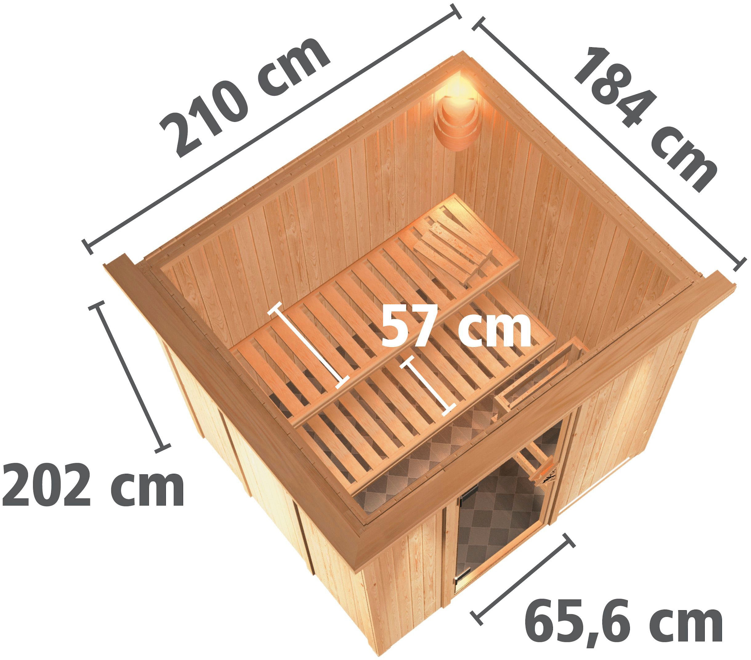 Karibu Sauna »Sodin«, 9 KW-Ofen mit integrierter Steuerung