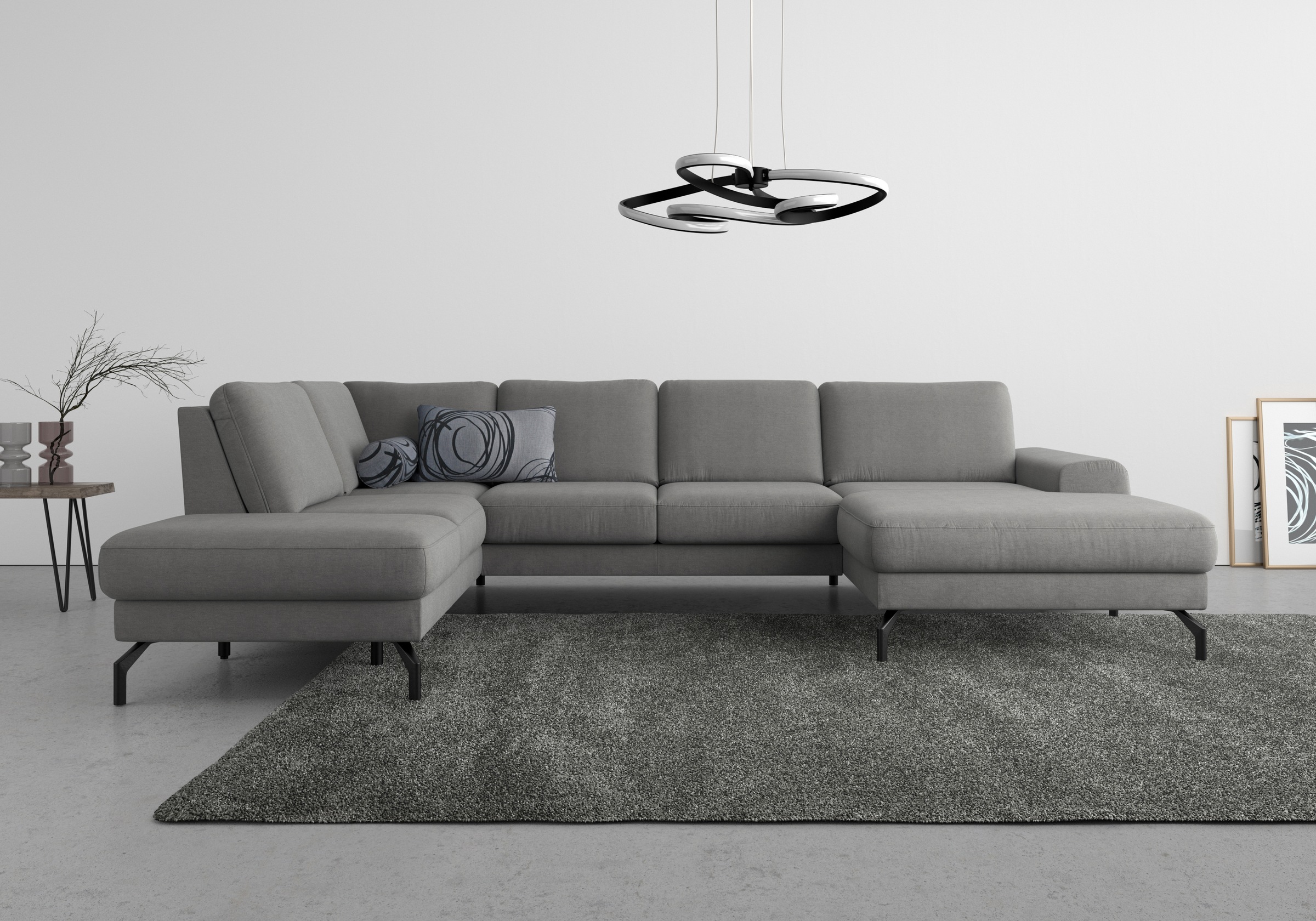 sit&more Wohnlandschaft »Cinturo U-Form«, inklusive Sitztiefenverstellung und Federkern, Sitzhöhe 48 cm