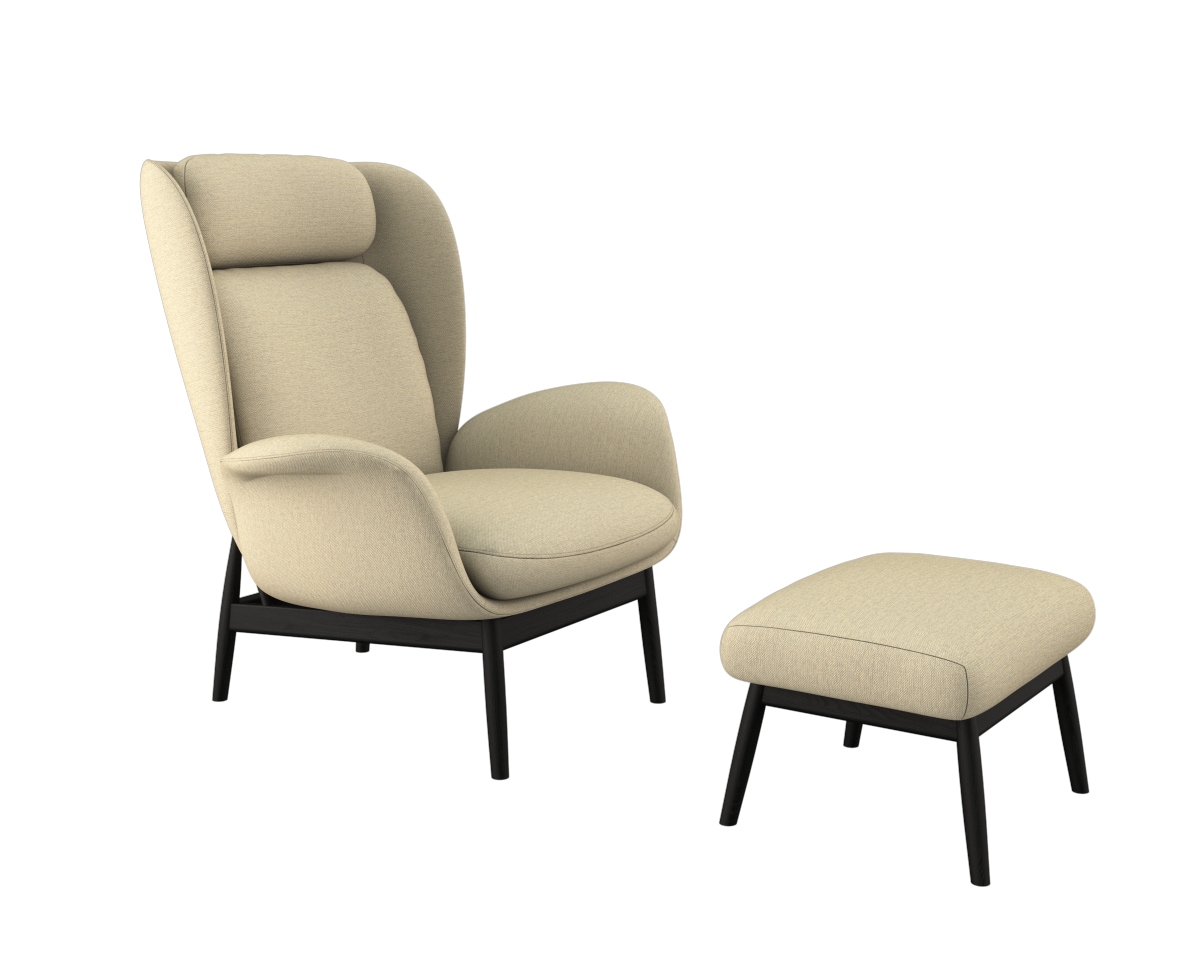 FLEXLUX Ohrensessel »Padova Scandic Design Sessel, erstklassiger Sitz- und Wohlfühlkomfort«, Stil & Komfort, organische Form, Ledenstütze integriert, Fuß schwarz