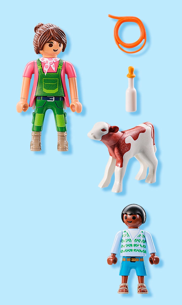 Playmobil® Konstruktions-Spielset »Bäuerin mit Kind und Kalb (71803), Playmobil DuoPack« Made in Europe