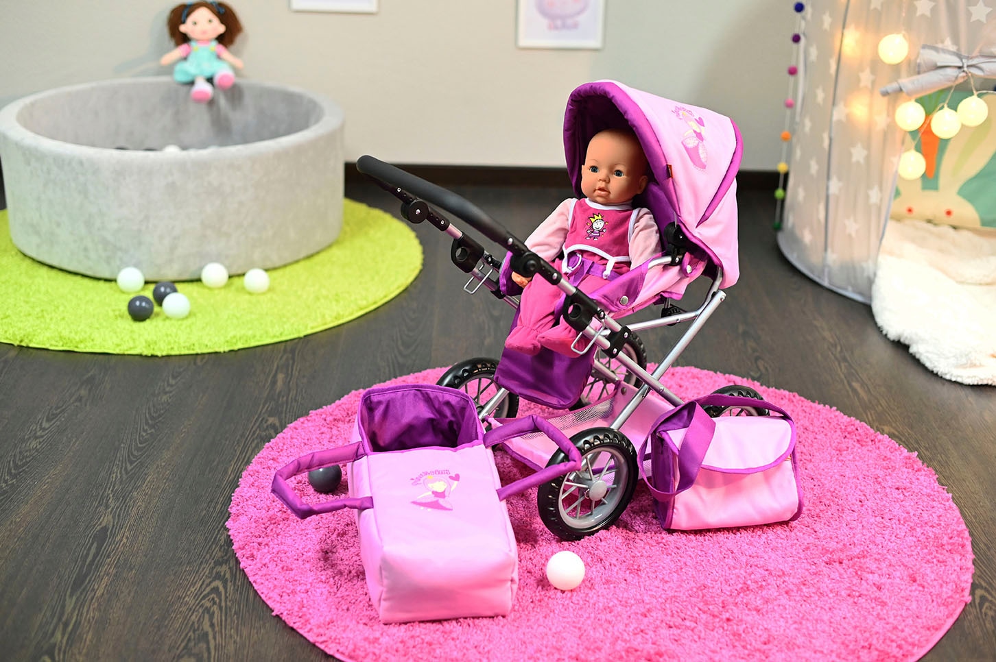 Knorrtoys® Kombi-Puppenwagen »Ruby - princess pink«, mit Wickeltasche