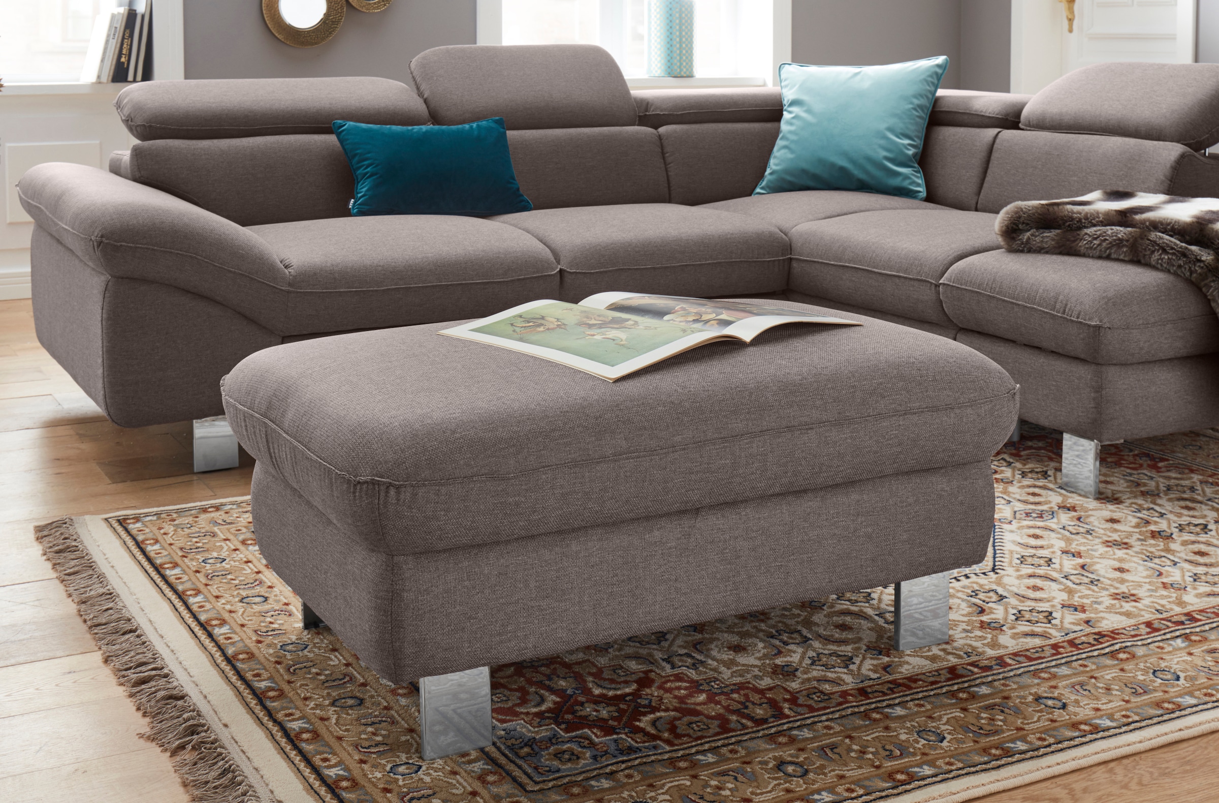 COTTA Polstergarnitur »Driver L-Form«, (Set, 2 tlg.), Set bestehend aus: Ecksofa mit Kopfteilverstellung & Hocker