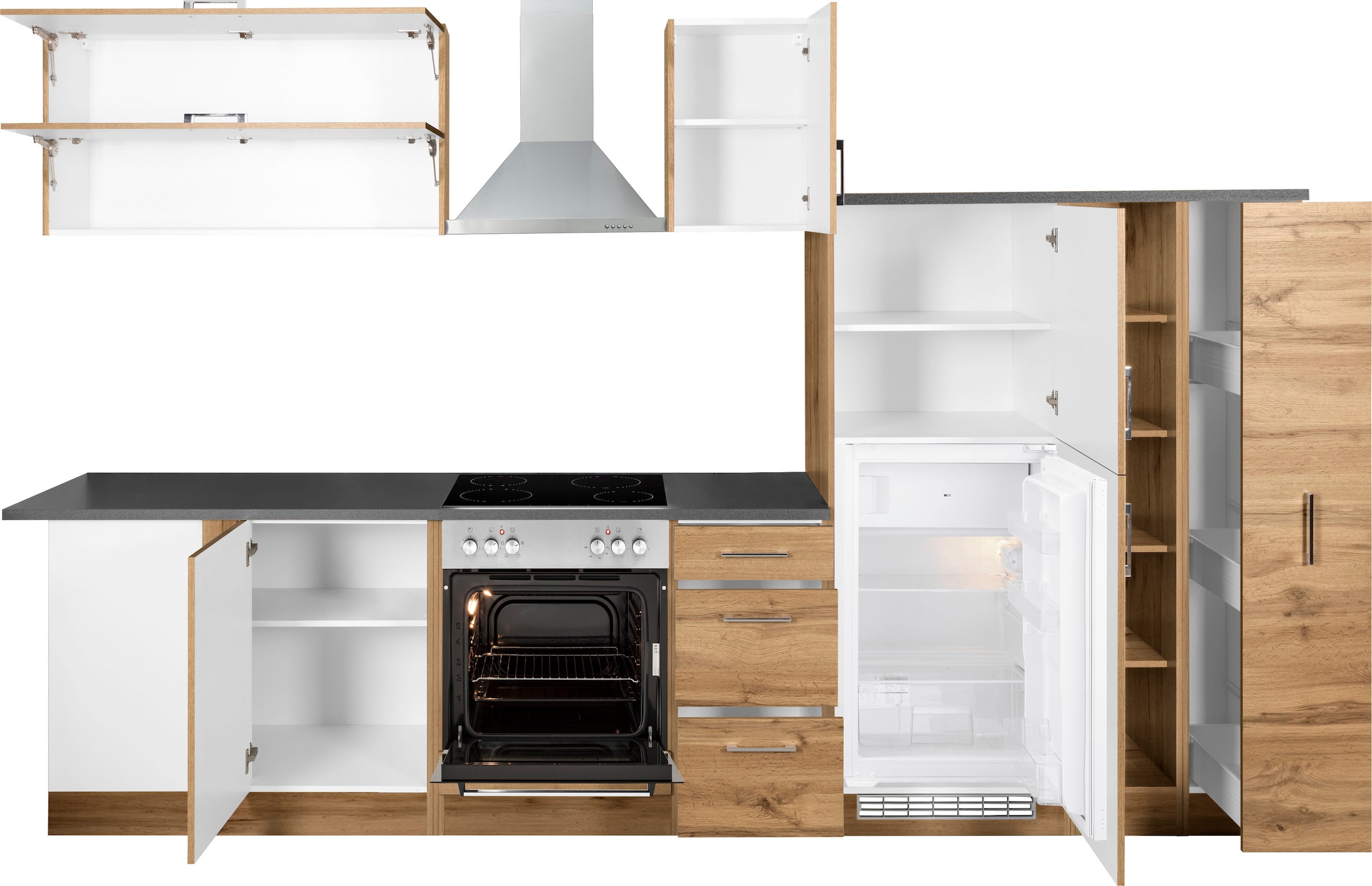 KOCHSTATION Winkelküche »KS-Colmar«, mit E-Geräten, Stellbreite 210/330 cm