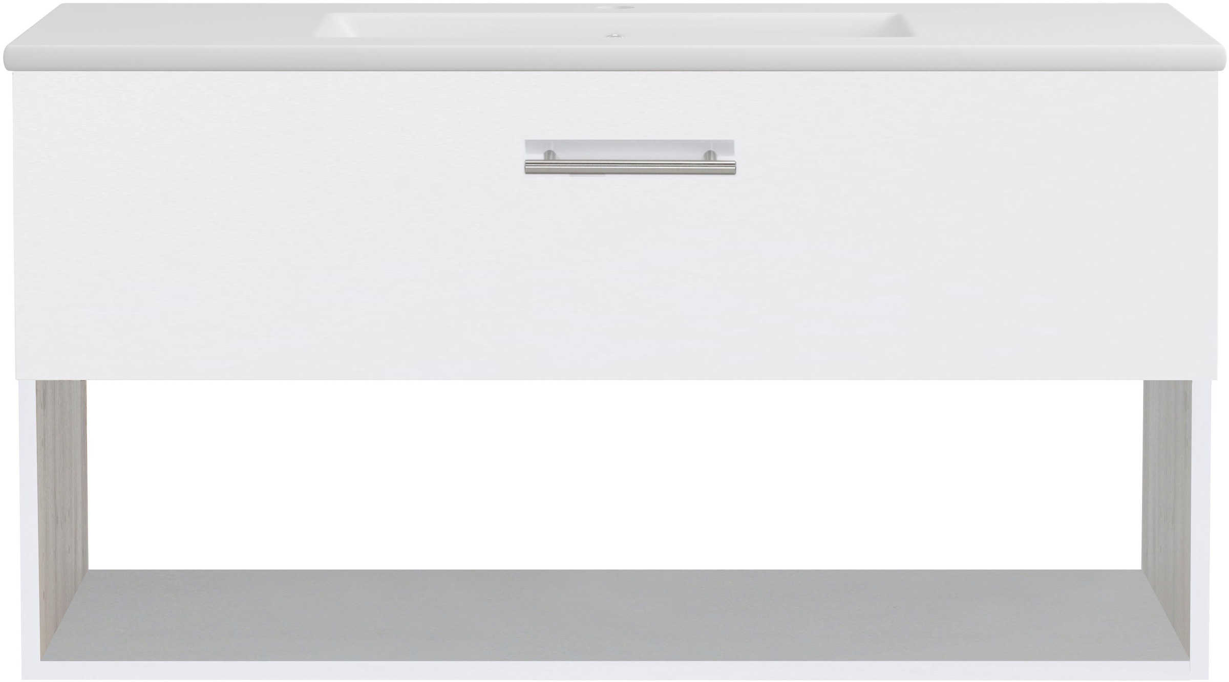 welltime Waschtisch »Trento Light mit Keramik-Auflagebecken«, 1 Auzug und 1 offenes Fach, Breite: 101cm, Weiß