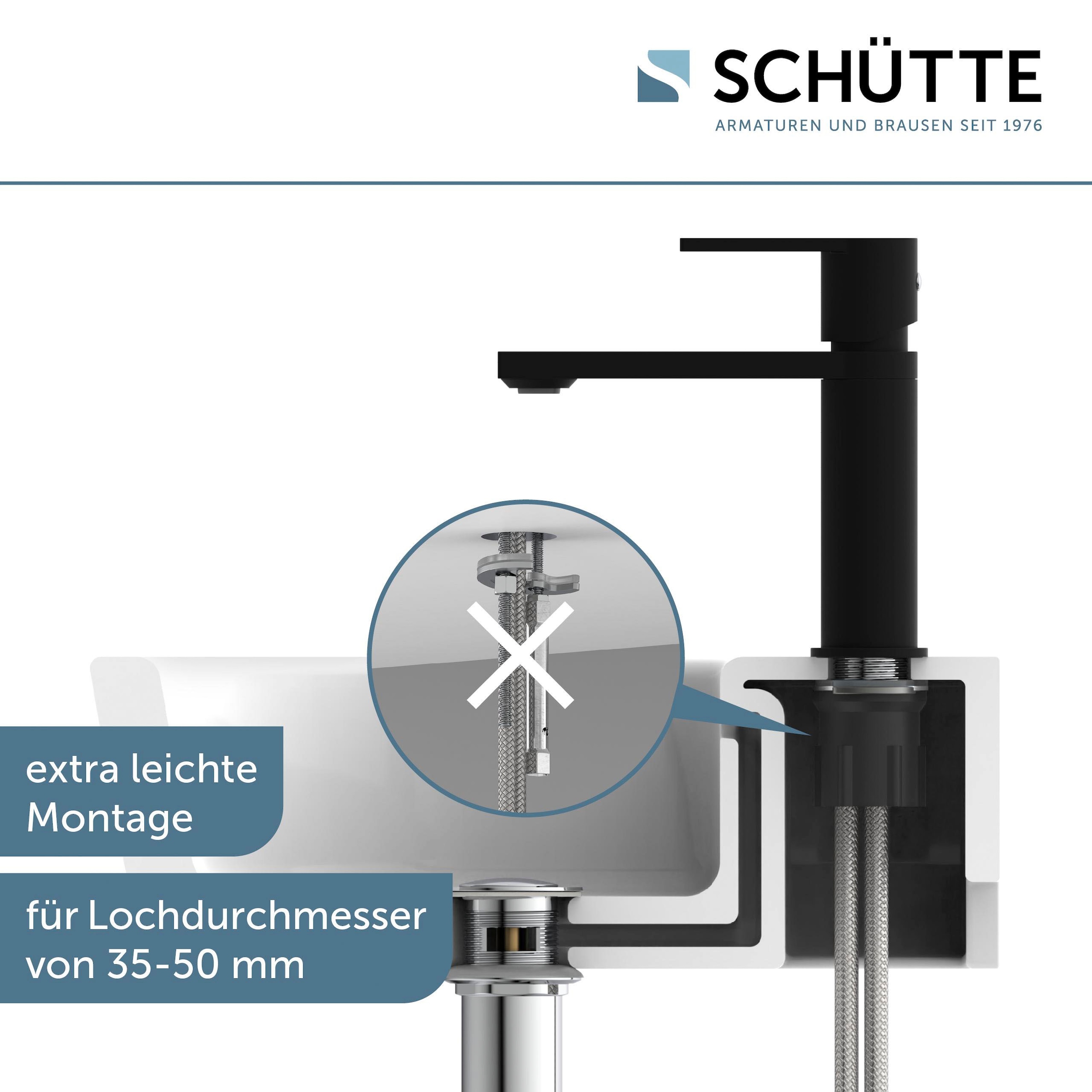 Schütte Waschtischarmatur »MANHATTAN«, Verbrühschutz, wassersparend, Marken-Mischüse