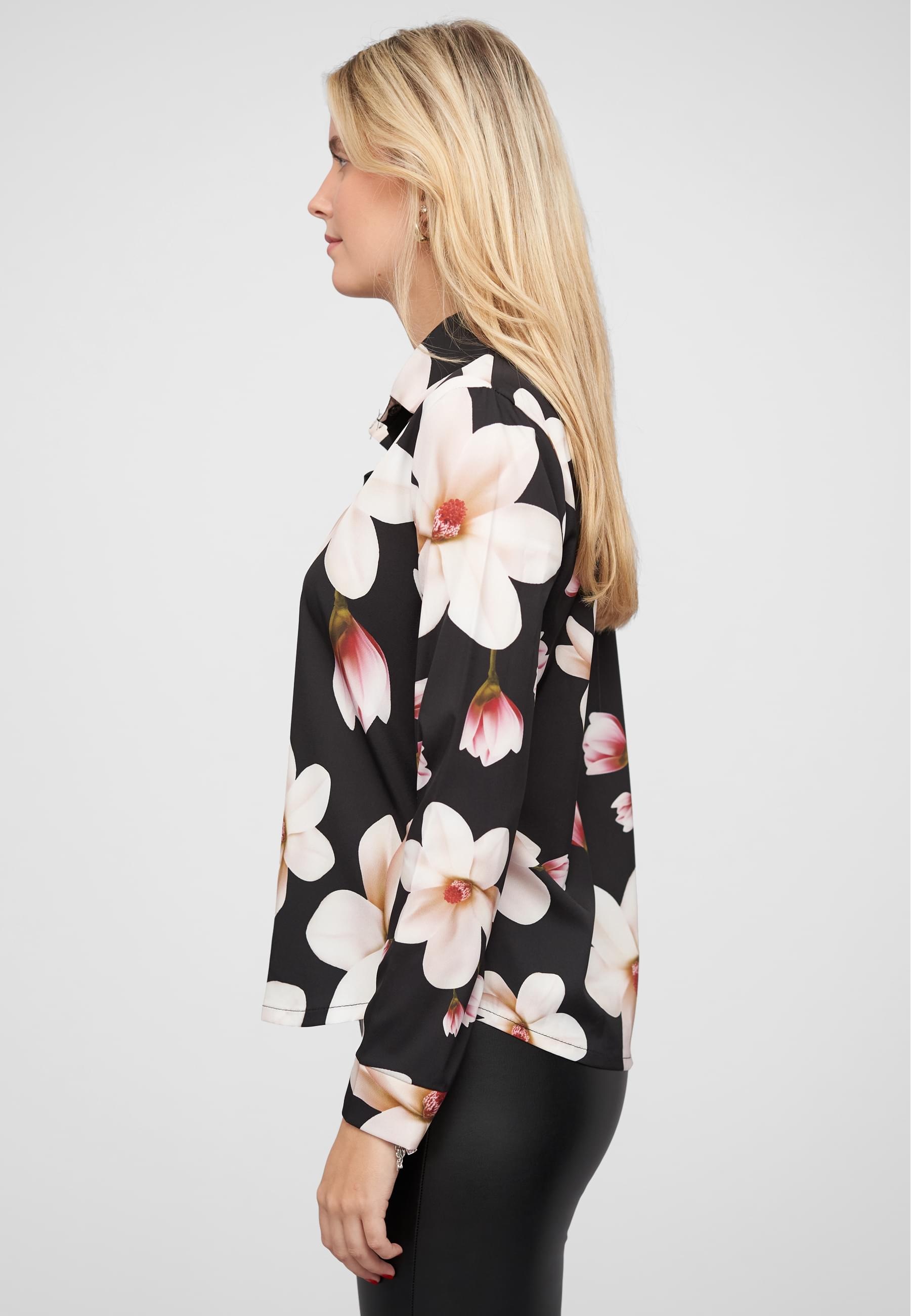 CLOUD 5IVE Langarmhemd »CLOUD 5IVE Langarm-Bluse mit Knopfleiste u. Blumenprint«