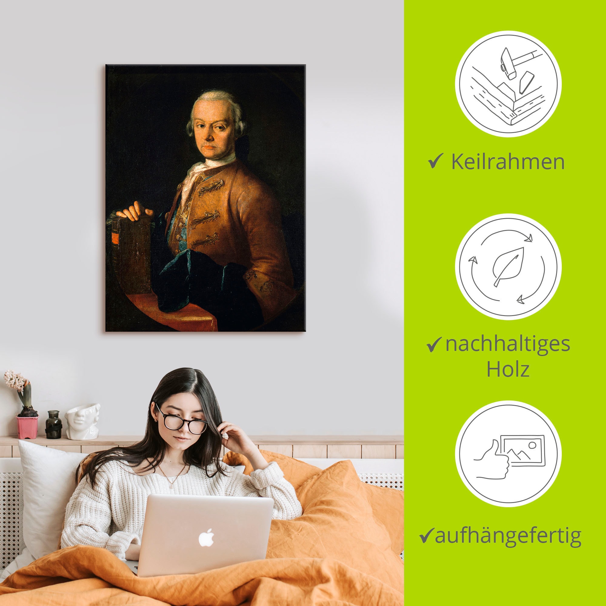 Artland Leinwandbild »Bildnis Leopold Mozart. Um 1765«, Menschen, (1 St.), auf Keilrahmen gespannt
