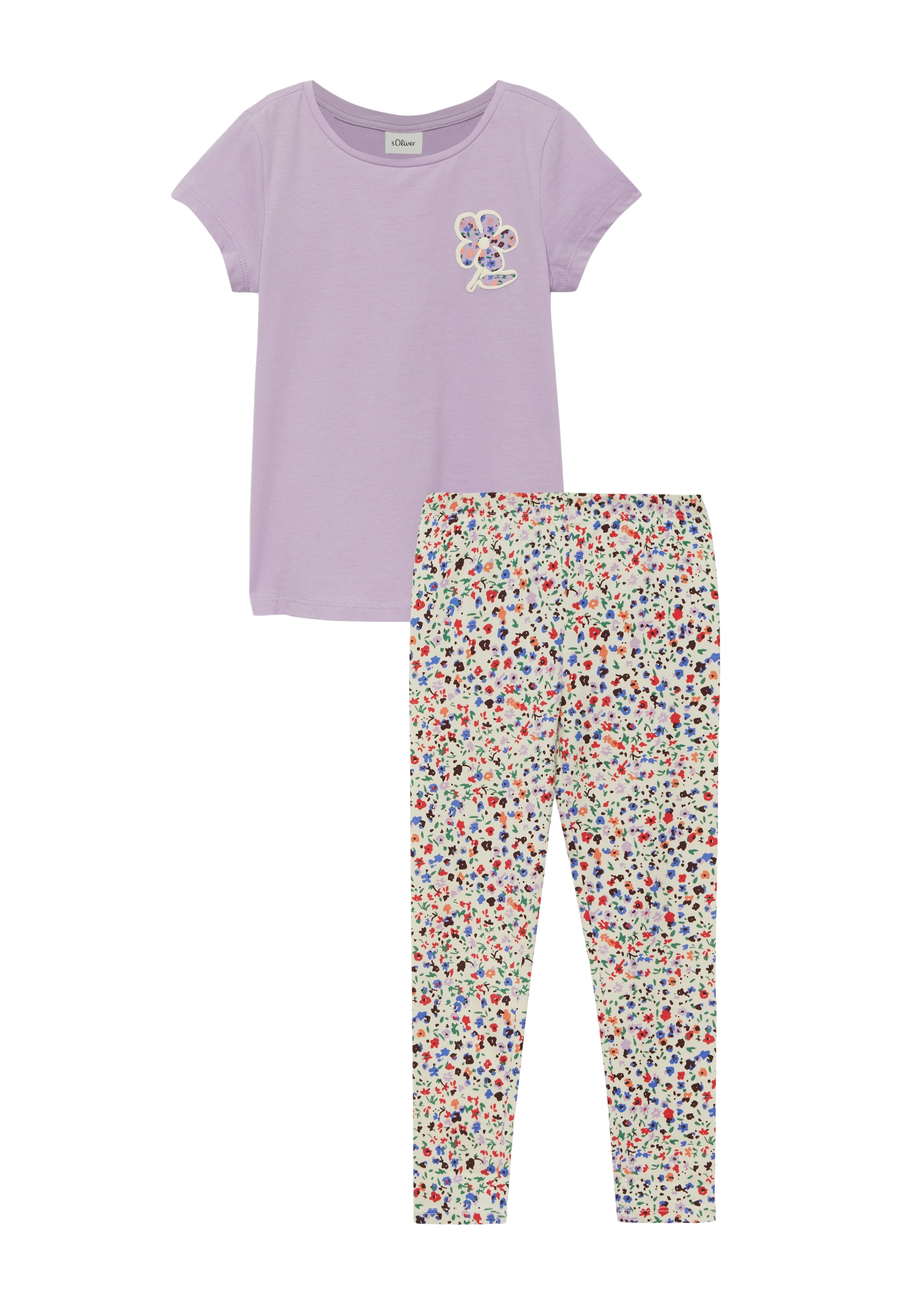 s.Oliver Junior Shirt & Leggings 2 2er Set, gemusterte Leggings und Sommershirt, für Girls