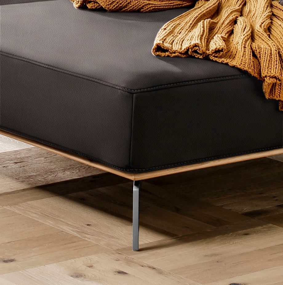W.SCHILLIG Ecksofa »run, Designsofa, bequem, L-Form«, mit elegantem Holzsockel, Füße in Chrom glänzend, Breite 299 cm