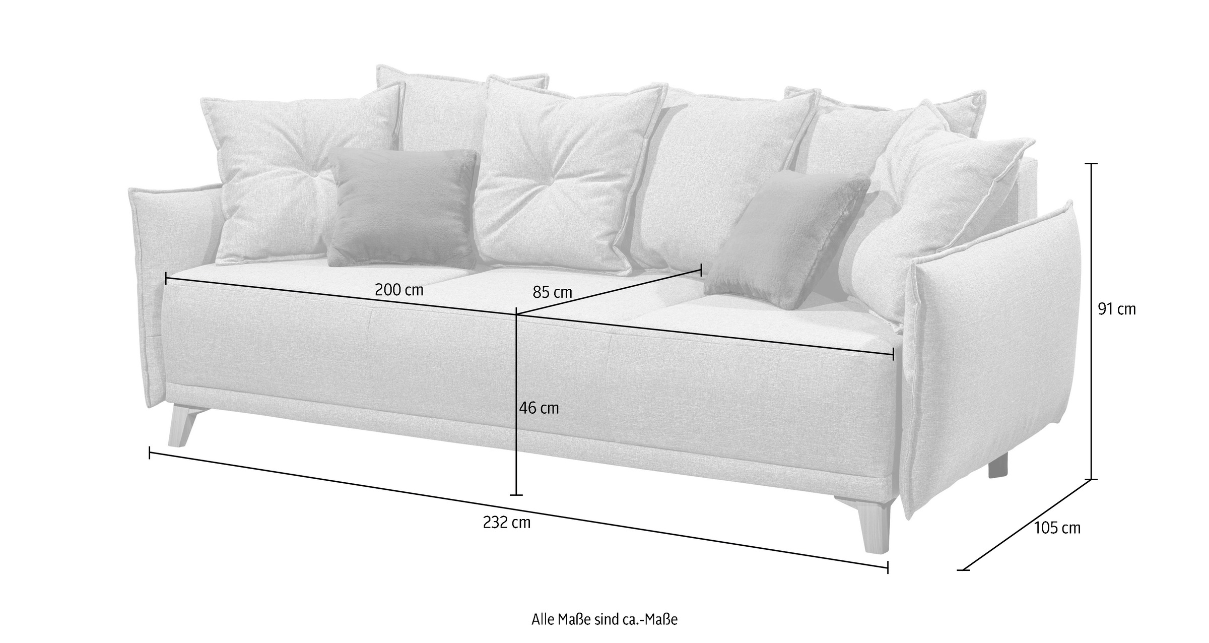 ED EXCITING DESIGN Schlafsofa »Pamplona«, mit Bettfunktion, Bettkasten, Rücken- und Zierkissen, frei im Raum