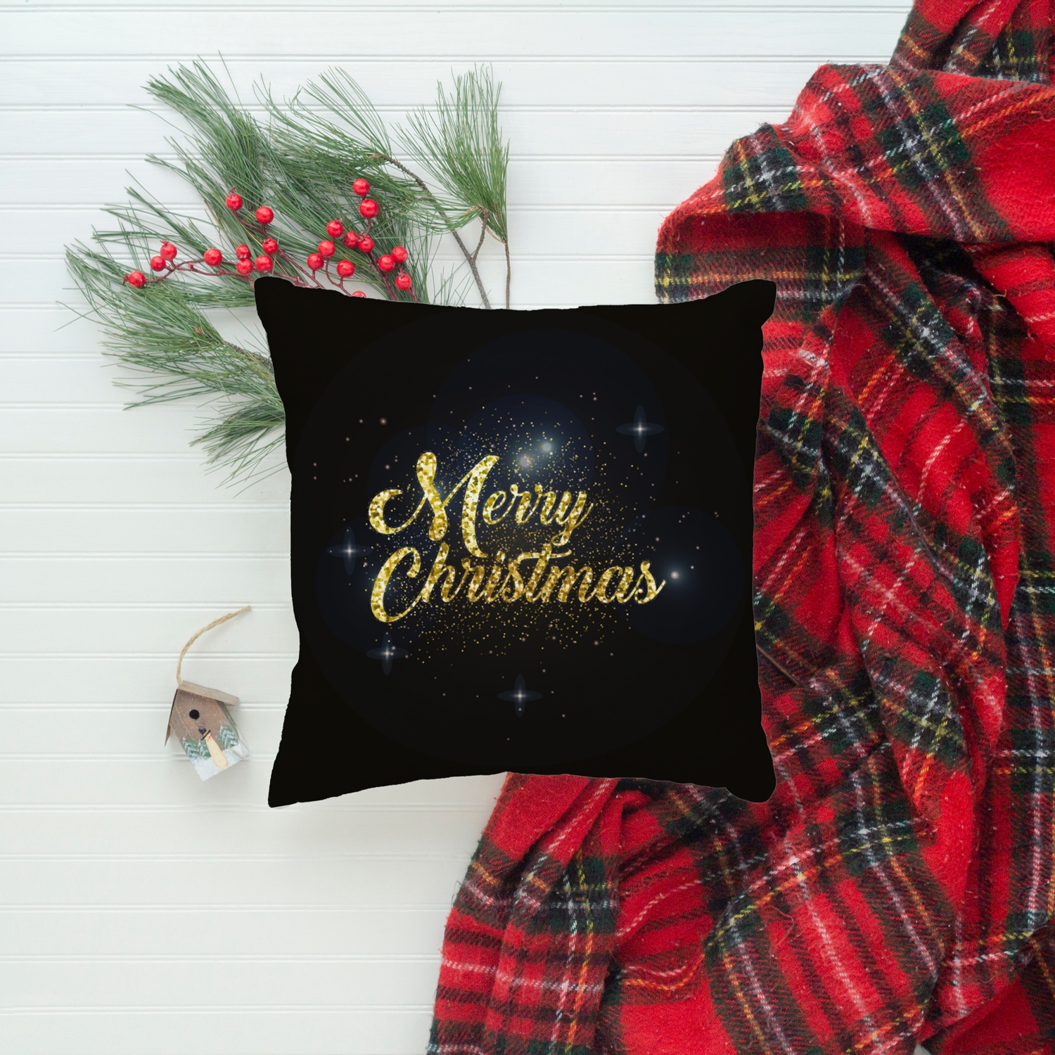 queence Dekokissen »Sternenhimmel«, Kissenhülle,Merry Christmas,Schwarz,Wei günstig online kaufen