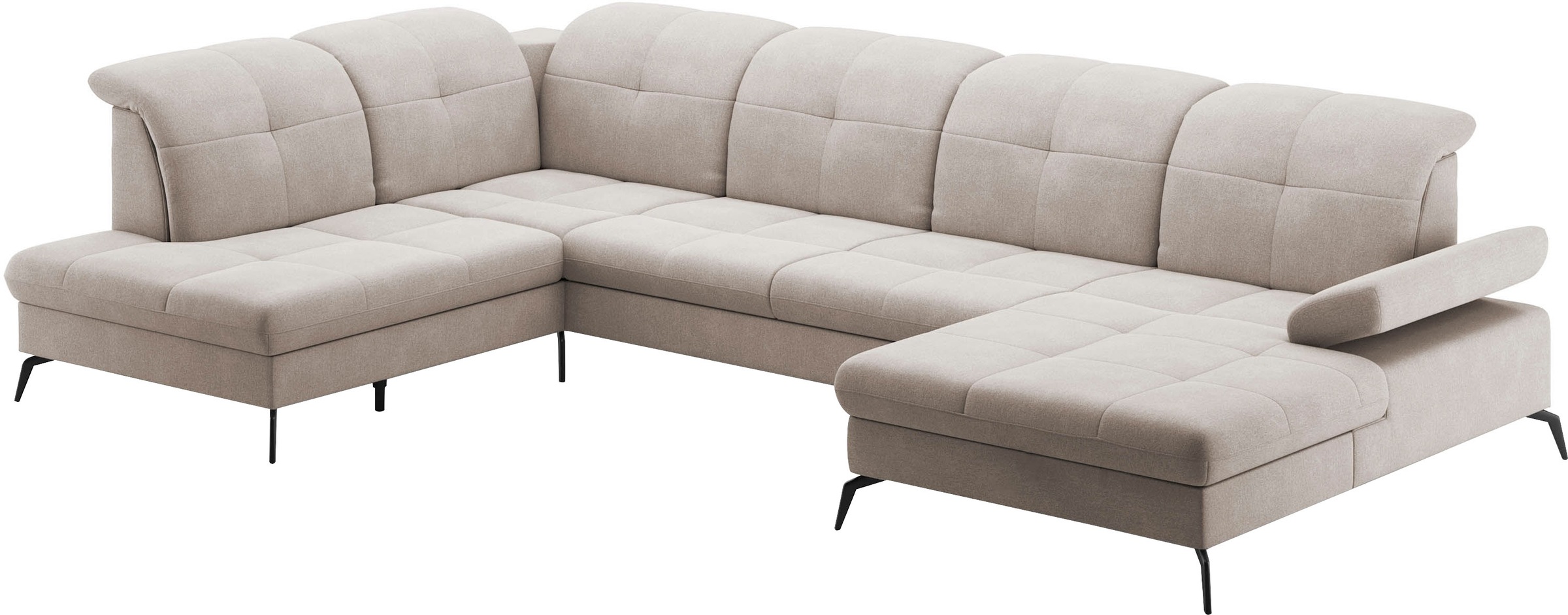 sit&more Wohnlandschaft »Amica, U-Form, inkl. Sitztiefenverstellung und Armteilverstellung«, wahlweise mit Kopfteilverstellung, Bettfunktion und Bettkasten