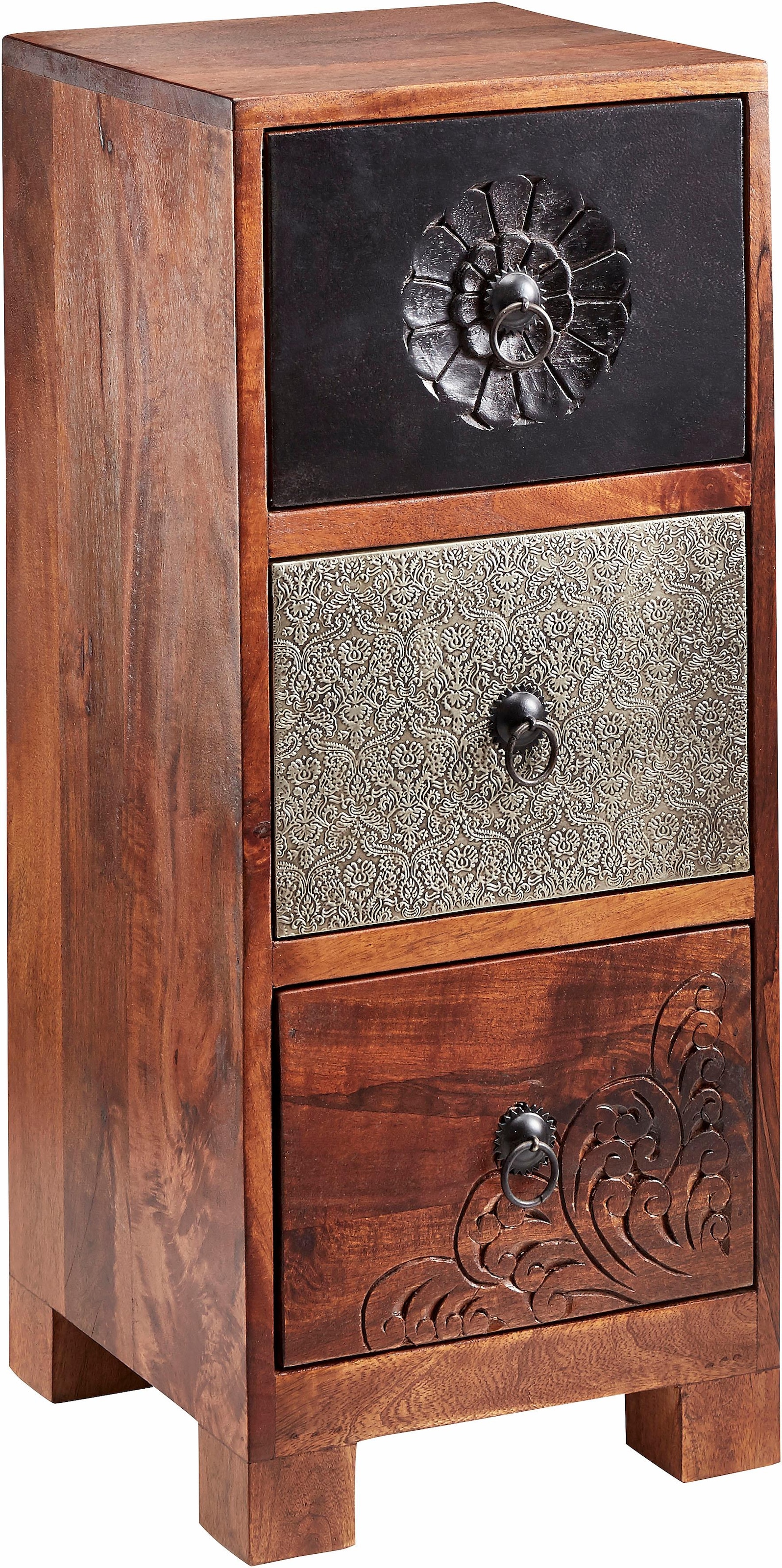 Home affaire Kommode »Mahar«, Breite 30 cm mit Metallfronten