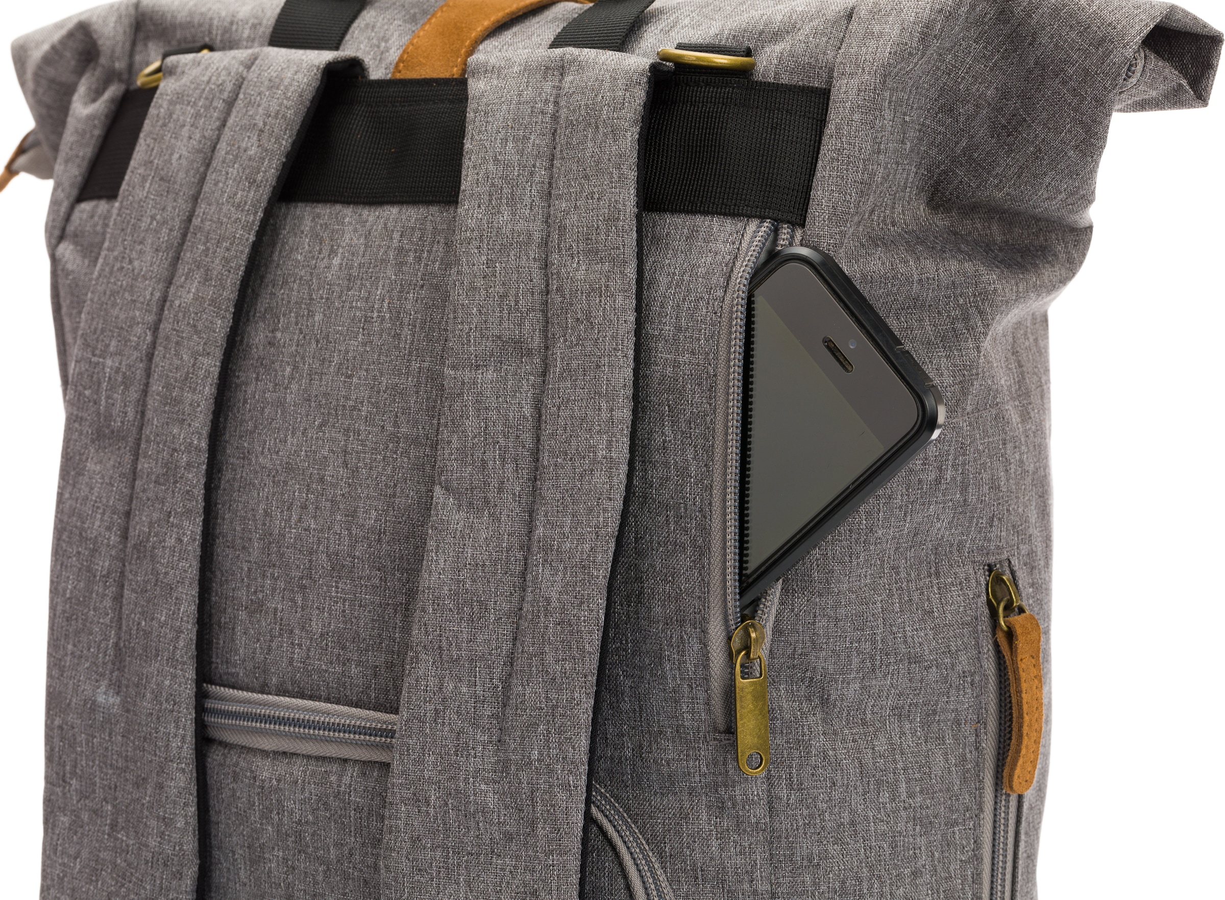 Fillikid Wickelrucksack »Rolltop Berlin, grau melange«, Reflektoren, inkl. Wickeltunterlage