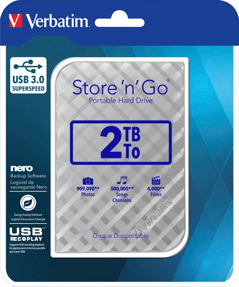 Verbatim externe HDD-Festplatte »Store 'n' Go USB 3.0«, Anschluss USB 3.0-USB 2.0