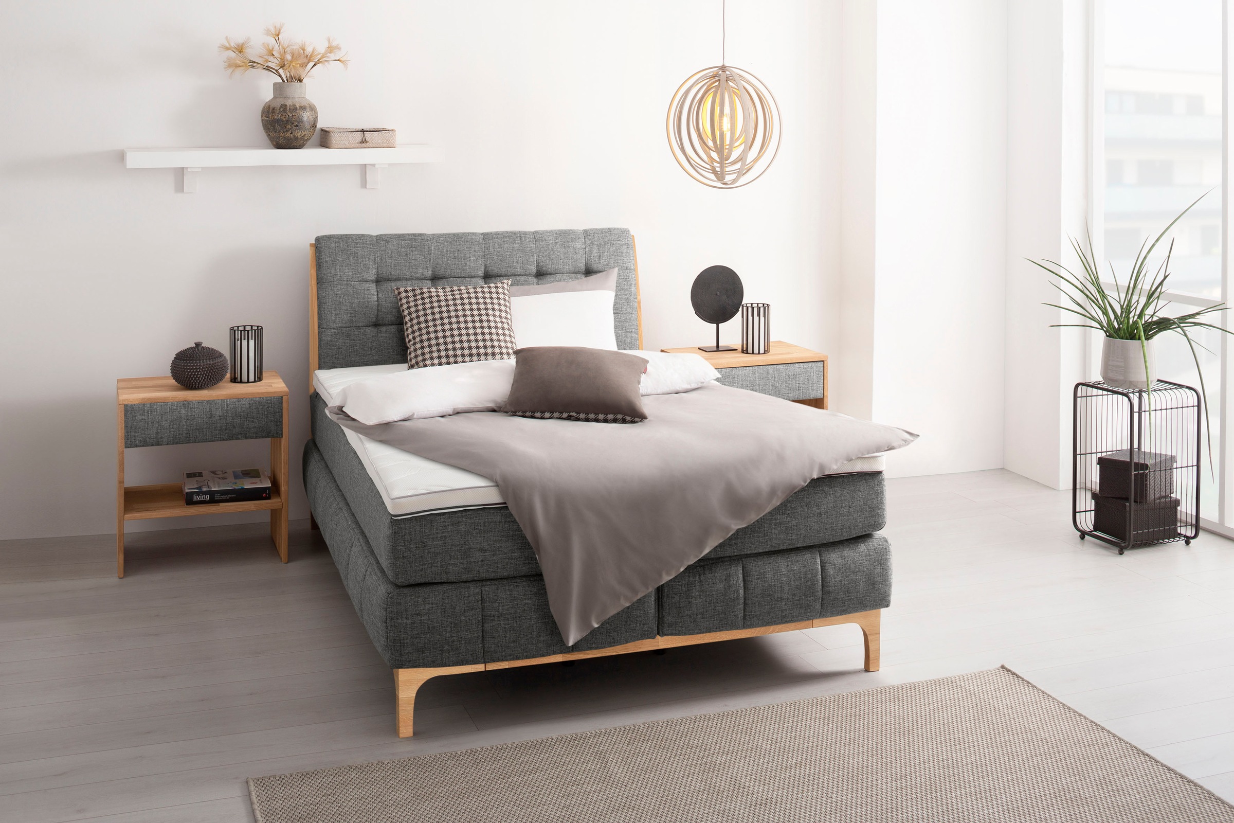 OTTO products Boxspringbett »Jelle«, (5 St.), zertifizierte, recycelte Bezugsstoffe, verschiedene Ausführungen