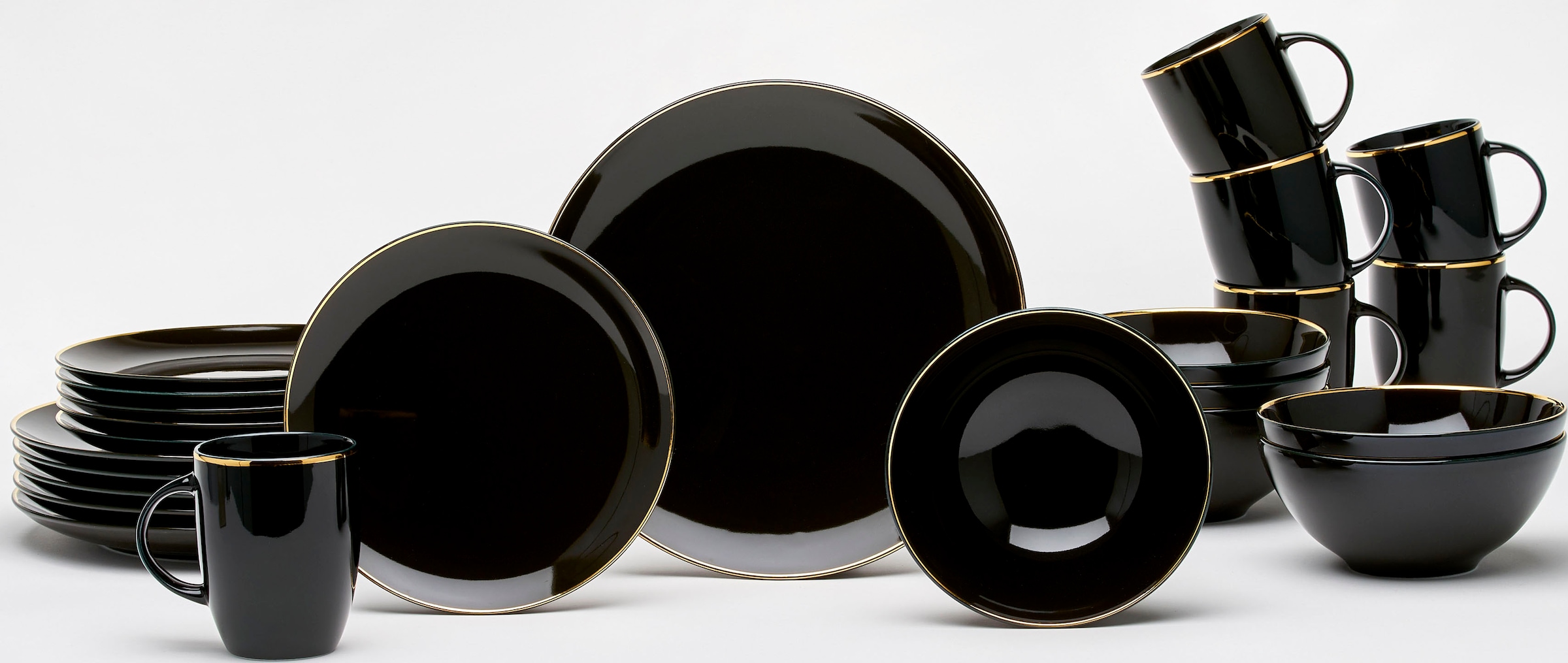van Well Kombiservice »Geschirr-Set, Service Glamour Black« mit einem goldf günstig online kaufen