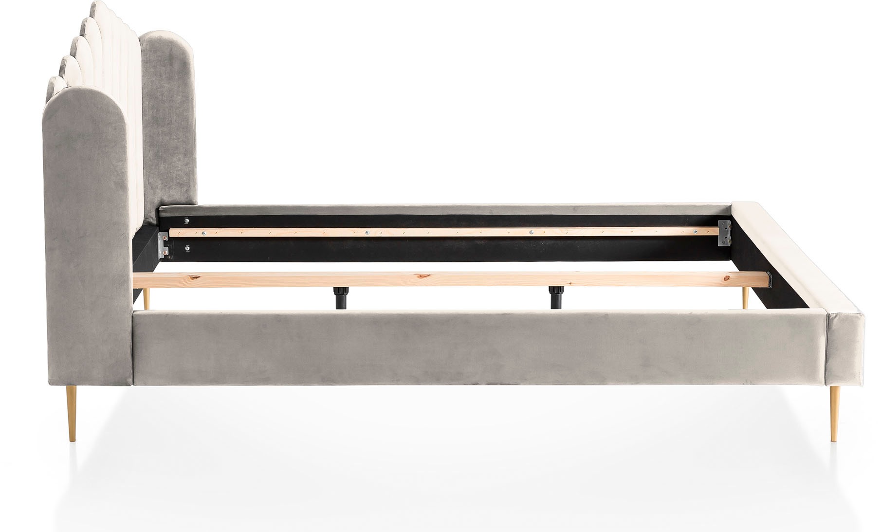 SalesFever Polsterbett »Komfortables Polsterbett für erholsamen Schlaf«, Eleganz trifft Komfort: Samt-Bezug, goldfarbene Metallfüße