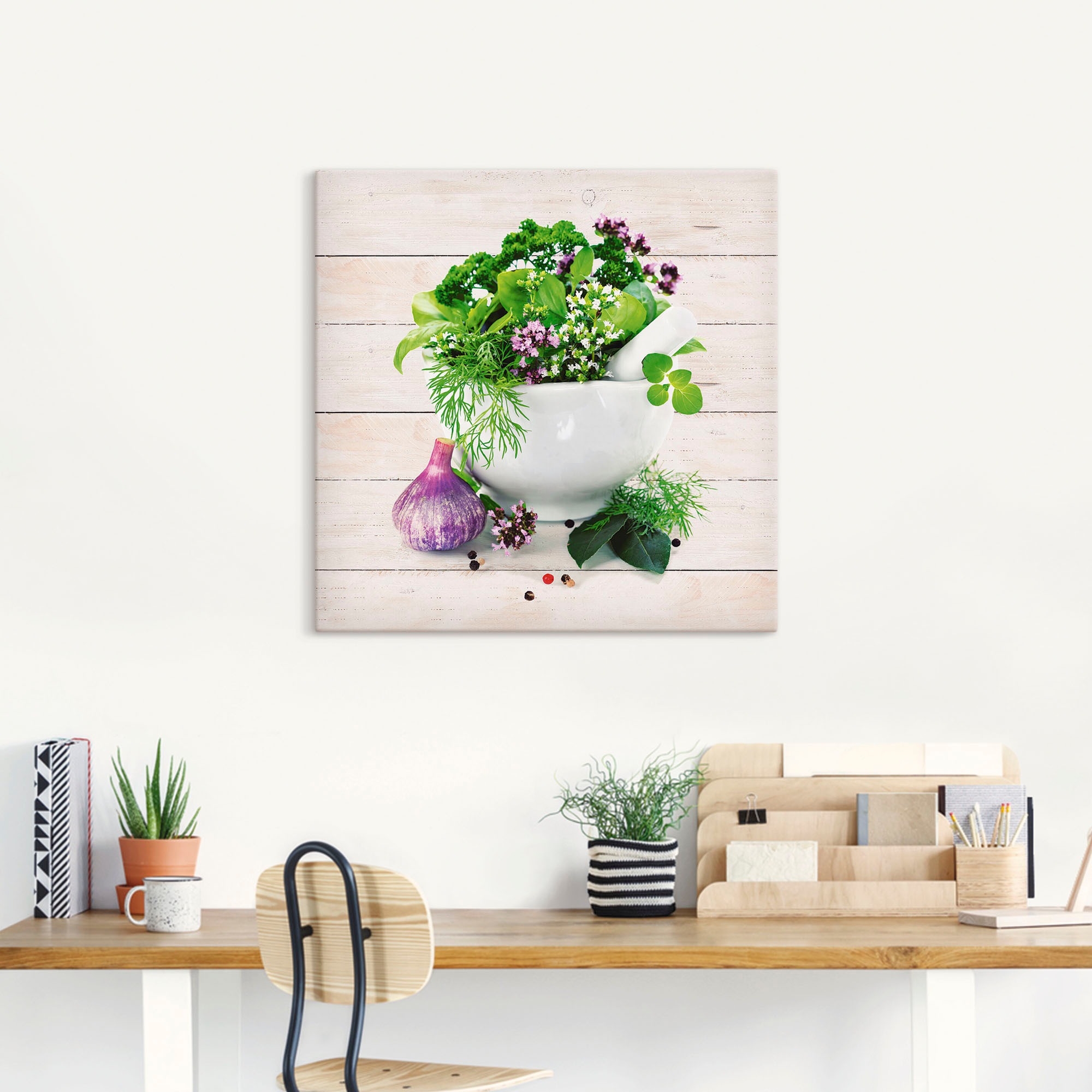 Artland Wandbild »Heilkräuter auf weißem Hintergrund Küche« Arrangements 1 günstig online kaufen