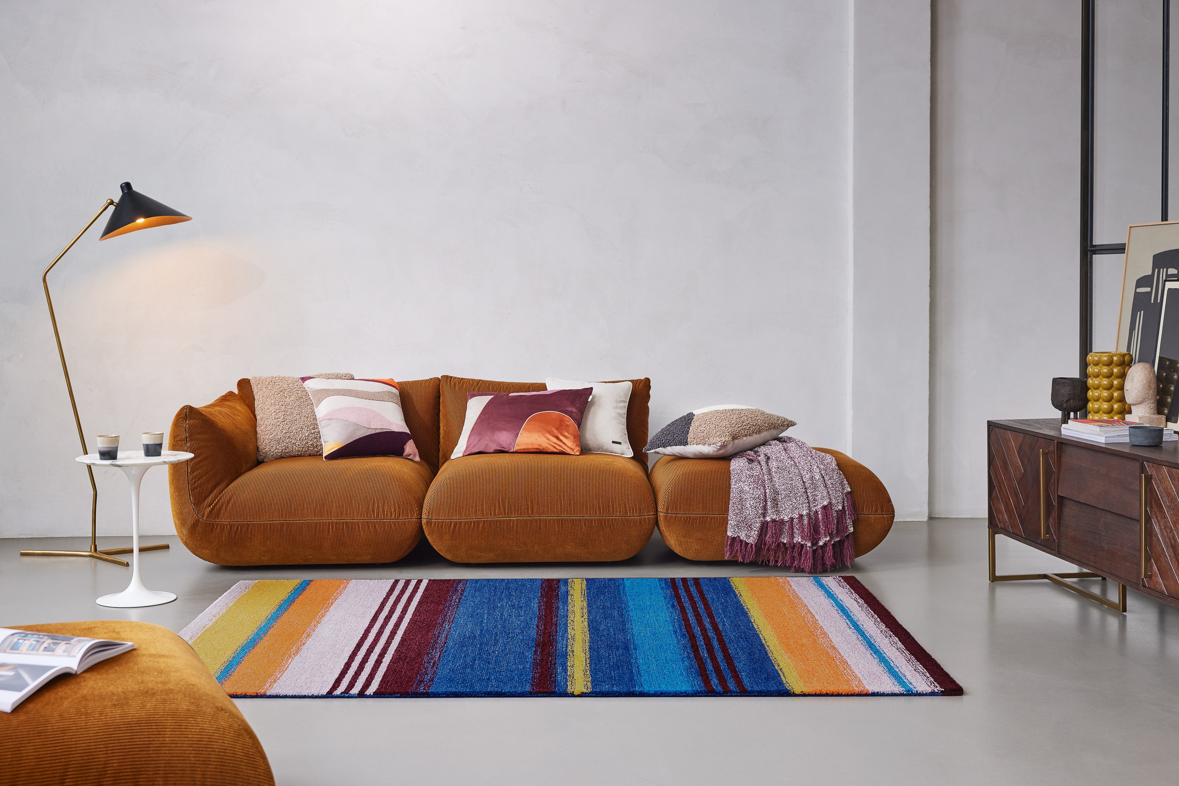 Wecon home Teppich »Petrol«, rechteckig, 7 mm Höhe, handgefertigt, pflegeleicht, gestreift, Wohnzimmer, Schlafzimmer