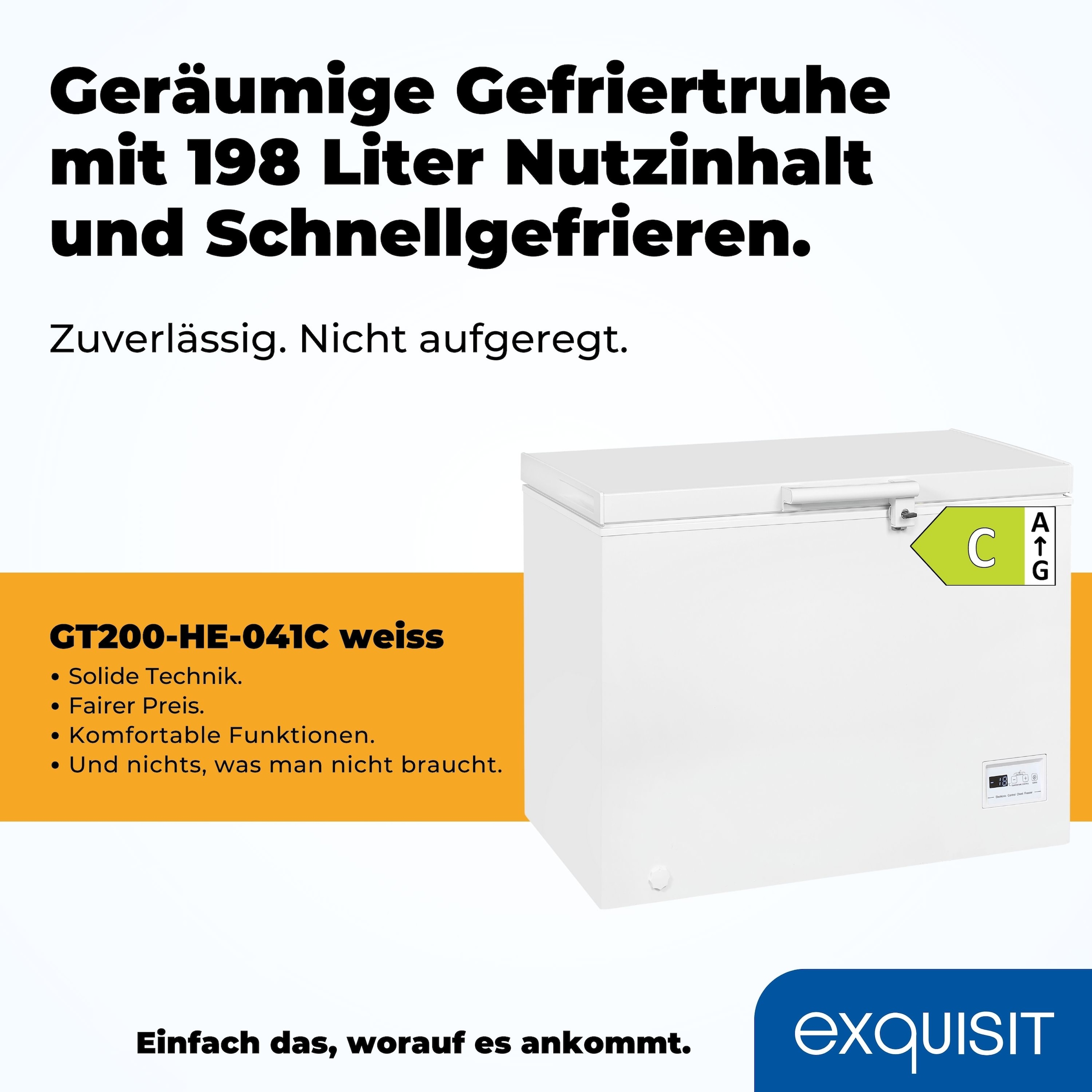 exquisit Gefriertruhe »GT200-HE-041C«, 84,5 cm hoch, 102,6 cm breit, EEK C, 198 L Nutzinhalt, Schnellgefrieren