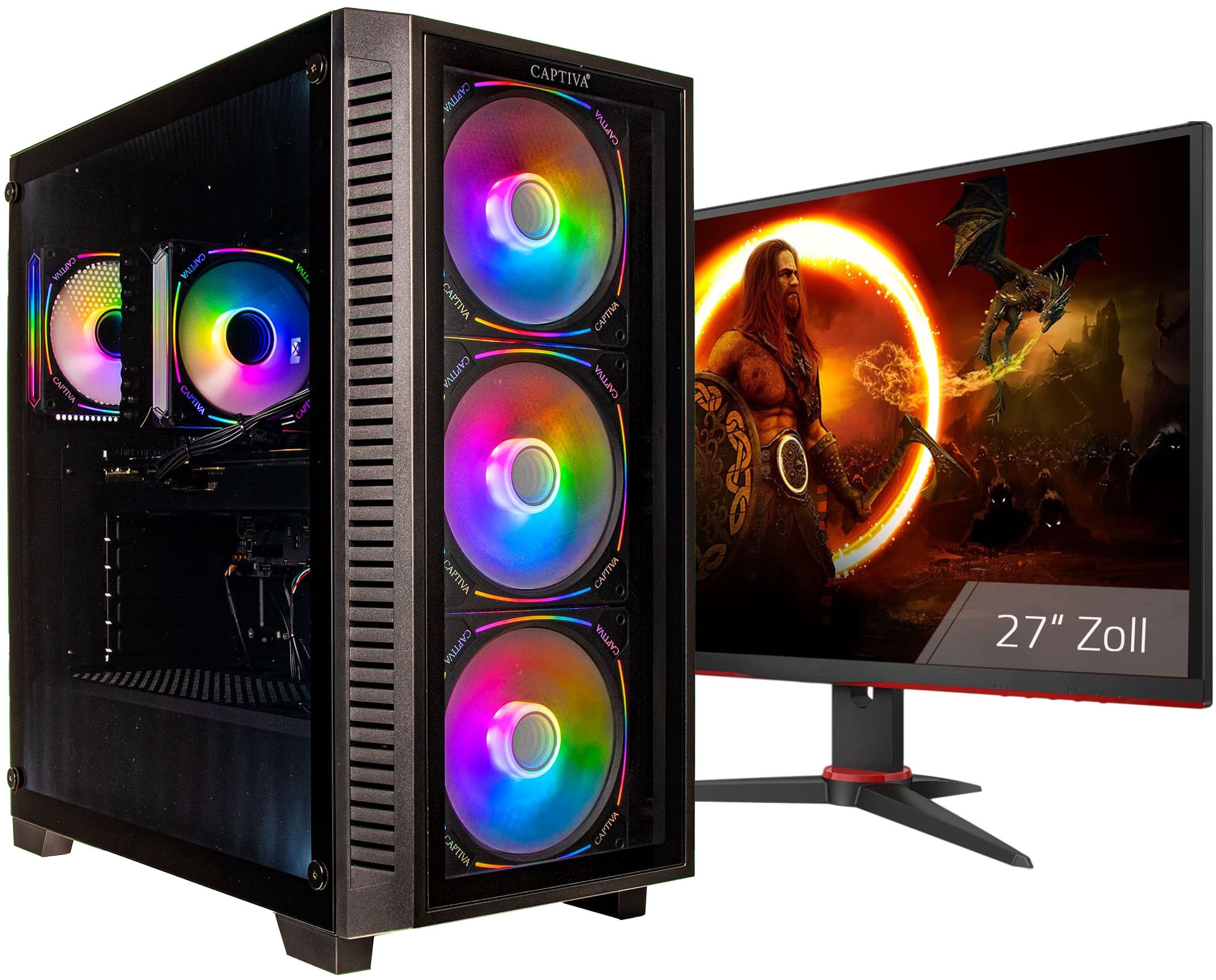 CAPTIVA Gaming-PC-Komplettsystem »Advanced Gaming R94-848 TFT Bundle« 68,6 ″ AMD Ryzen 5 Nvidia 32 GB RAM 1.000 GB SSD