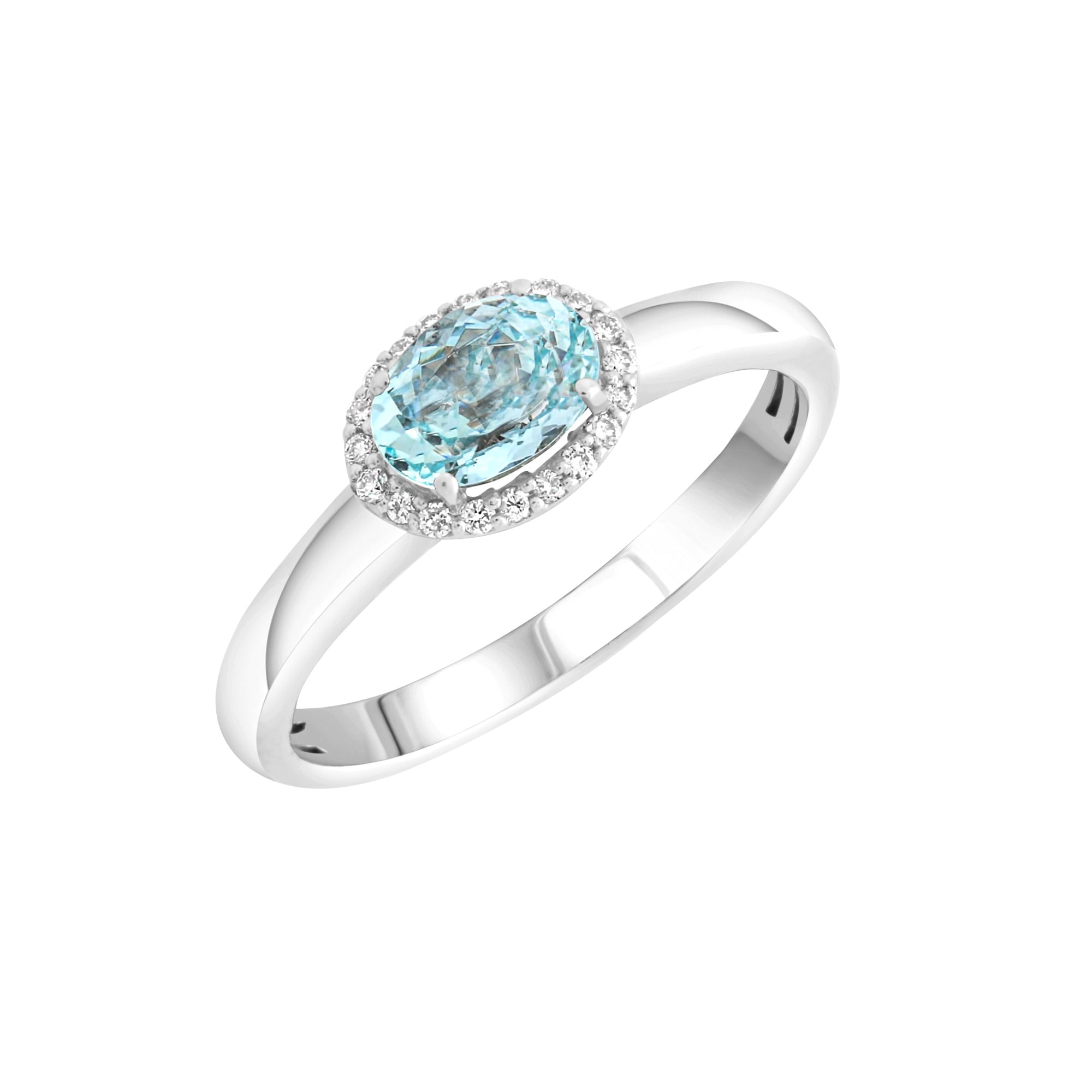 Fingerring »Weißgold 585 mit echtem Aquamarin und 36 Diamanten 0,09ct.«