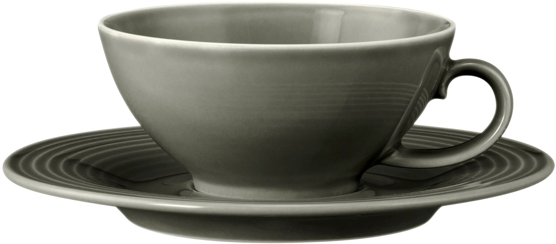 Seltmann Weiden Teeservice »Geschirr-Set Beat«, (Set, 18 tlg., 6 x Teeobertasse, 6 x Kombi-Untertasse klein, 6 x Brotteller), Teller, Tassen, Untertassen, Rillendekor, 18 Teile, für 6 Personen