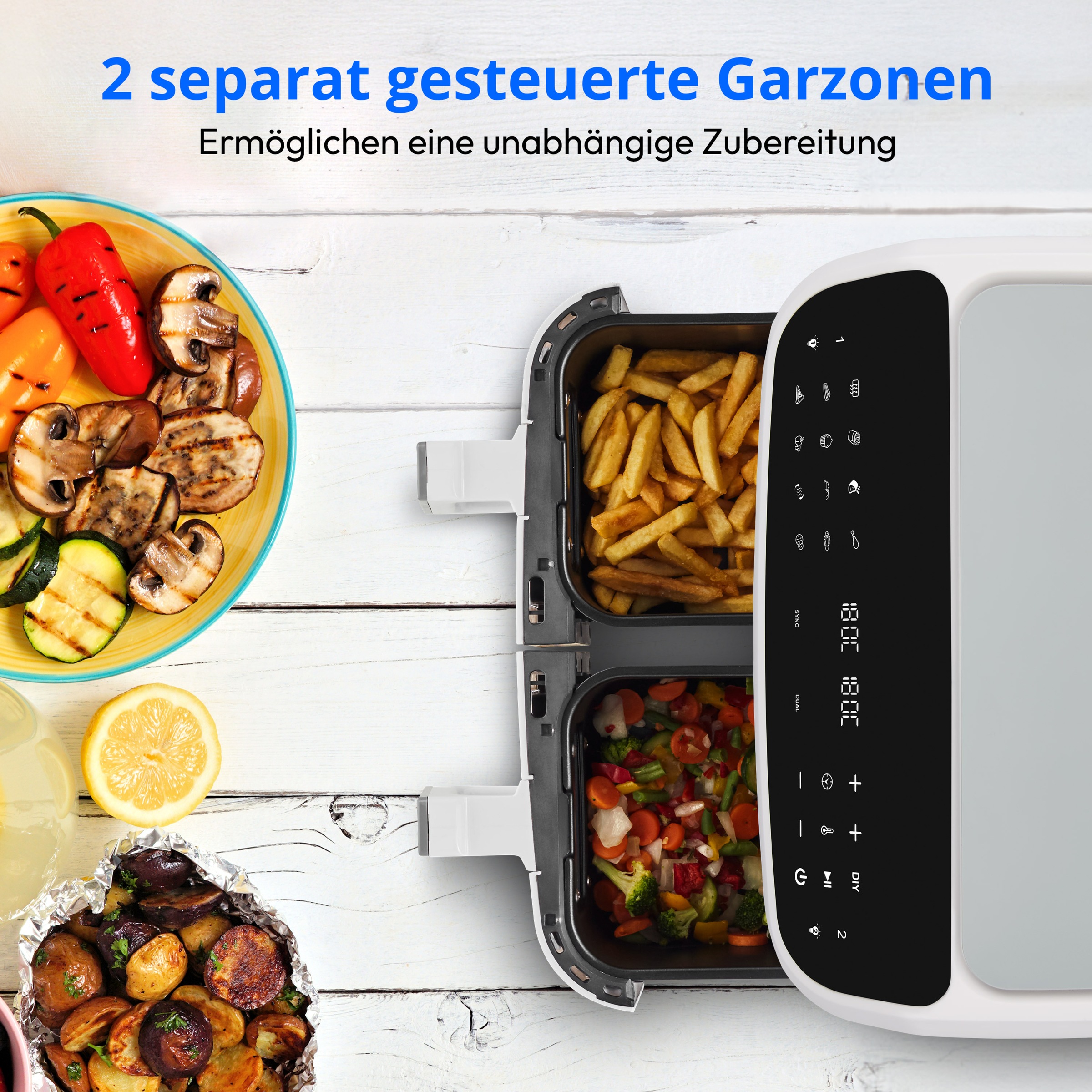 Medion® Heißluftfritteuse »MD 11760 P20XXL Twin«, 2400 W, Temperatur 50 - 2 günstig online kaufen