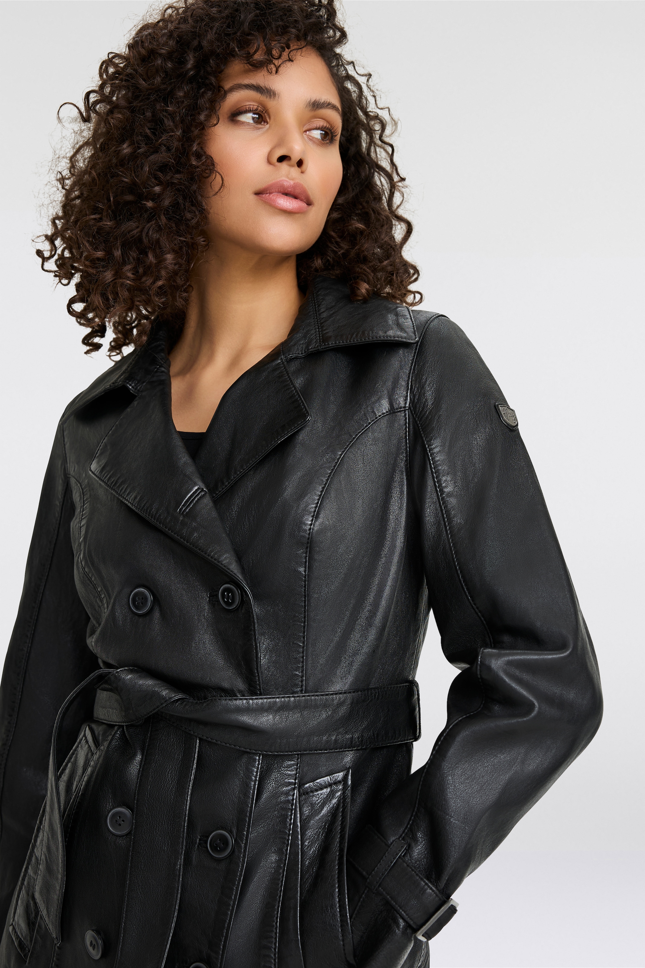 Mauritius Ledermantel »GWTaresa«, (2 tlg., mit Bindegürtel), Leder-Trenchcoat mit Bindegürtel