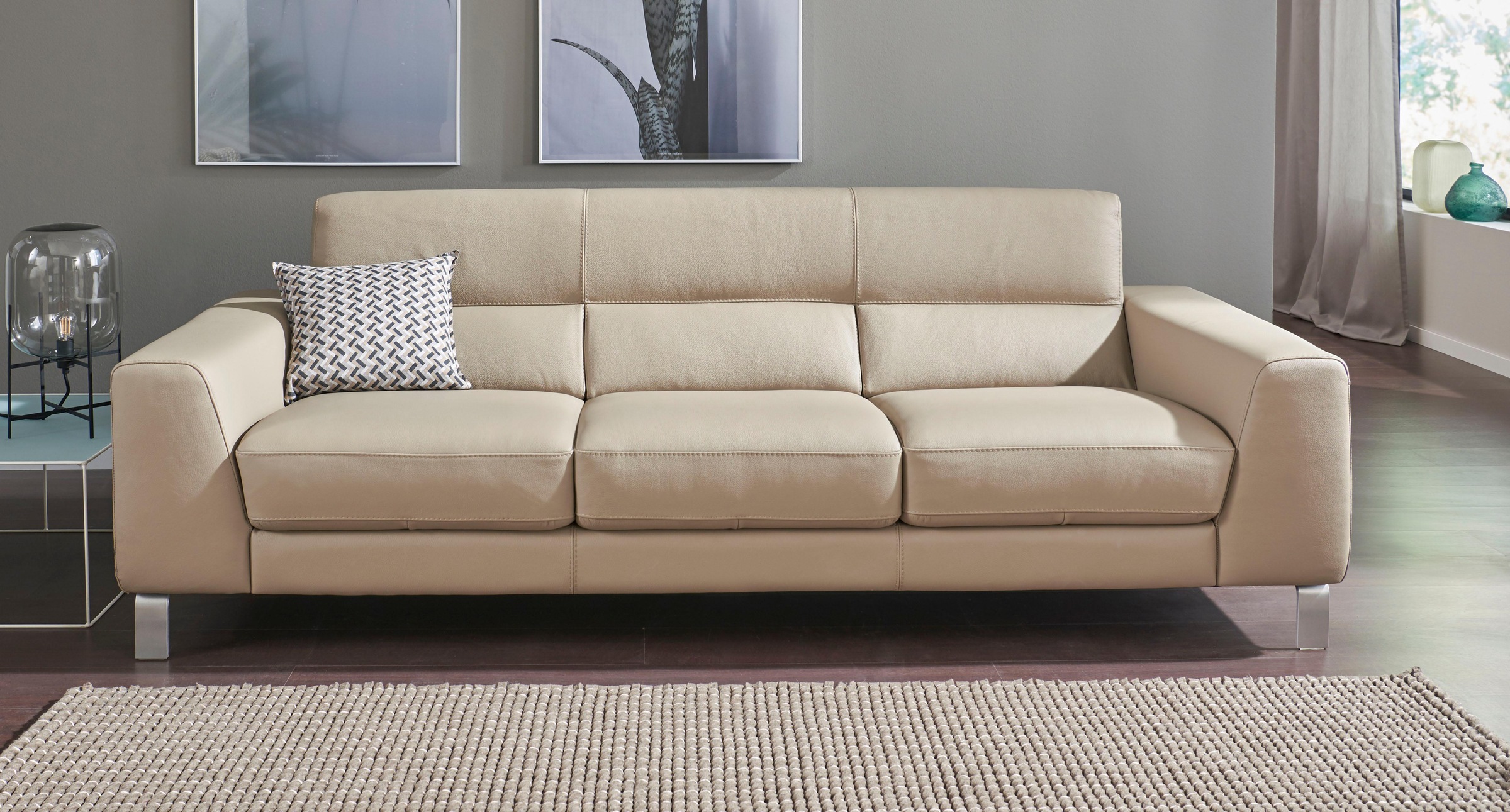 CALIA ITALIA 3-Sitzer »Simon, toller Sitzkomfort, italienisches Designsofa«, in zwei Lederqualitäten