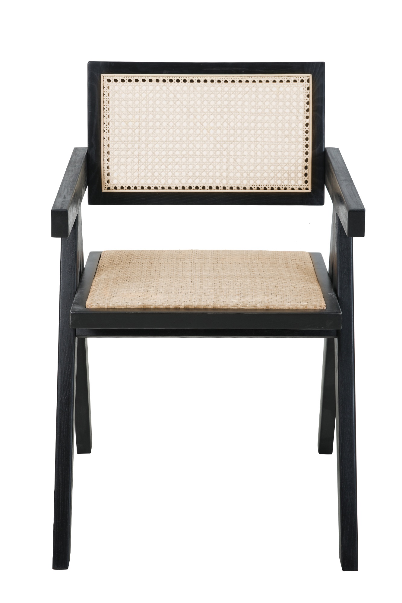 SIT Armlehnstuhl, gepolsteter Sitz, Rücken und Sitz mit Rattan