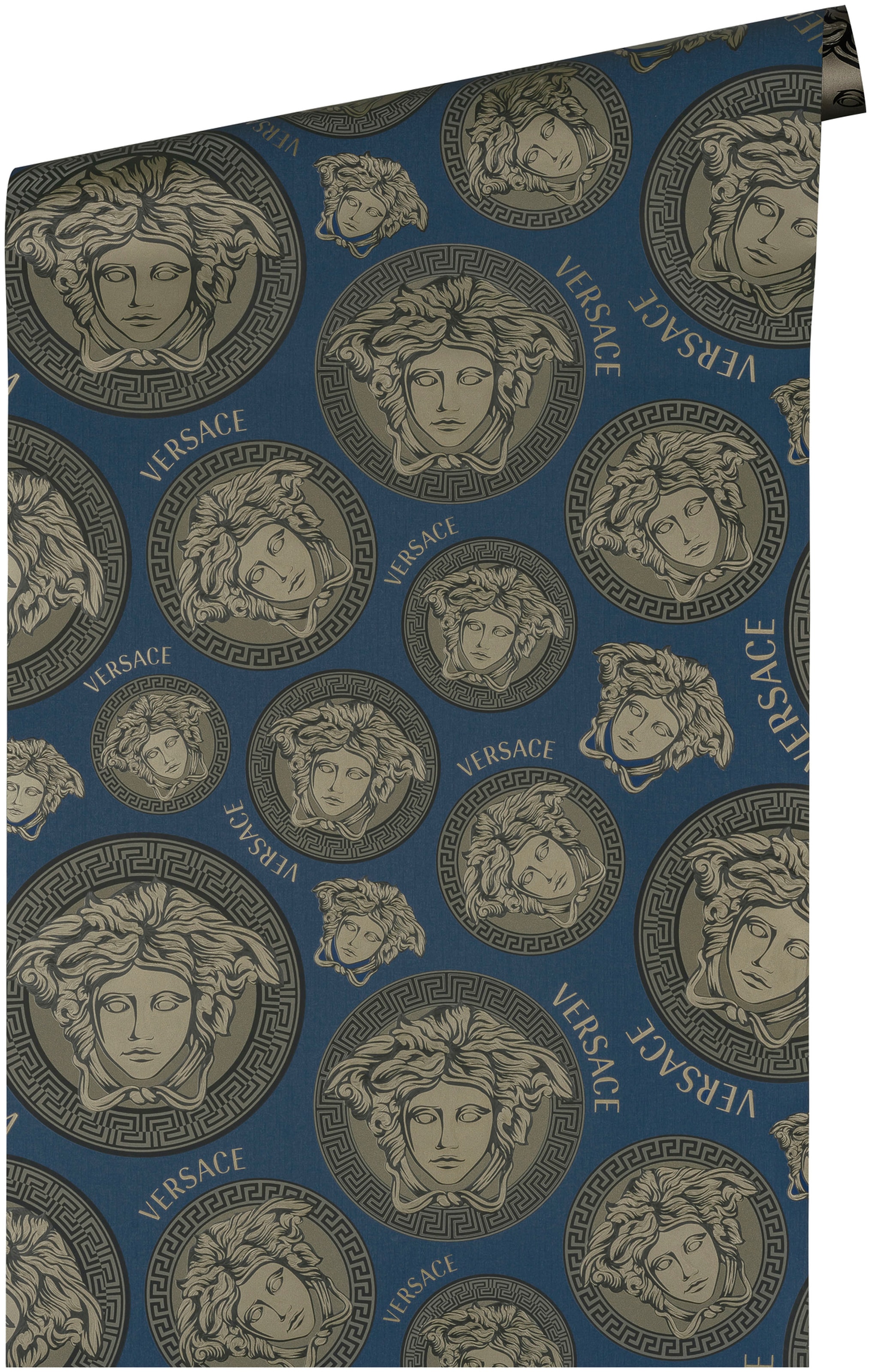 Versace Vliestapete »Wallpaper Versace 5 Medusakopf«, leicht glänzend-gemustert-abstrakt, Designertapete Tapeten Wohnzimmer Schlafzimmer Küche Flur Design Optik