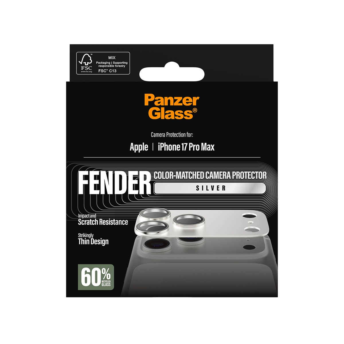 CARE by PanzerGlass Kameraschutzglas »Fender Color-Matched Camera Protector« für Apple iPhone 17 Pro Max Kameraschutz, Schutzfolie, Linsenschutz, kratz- & stoßfest