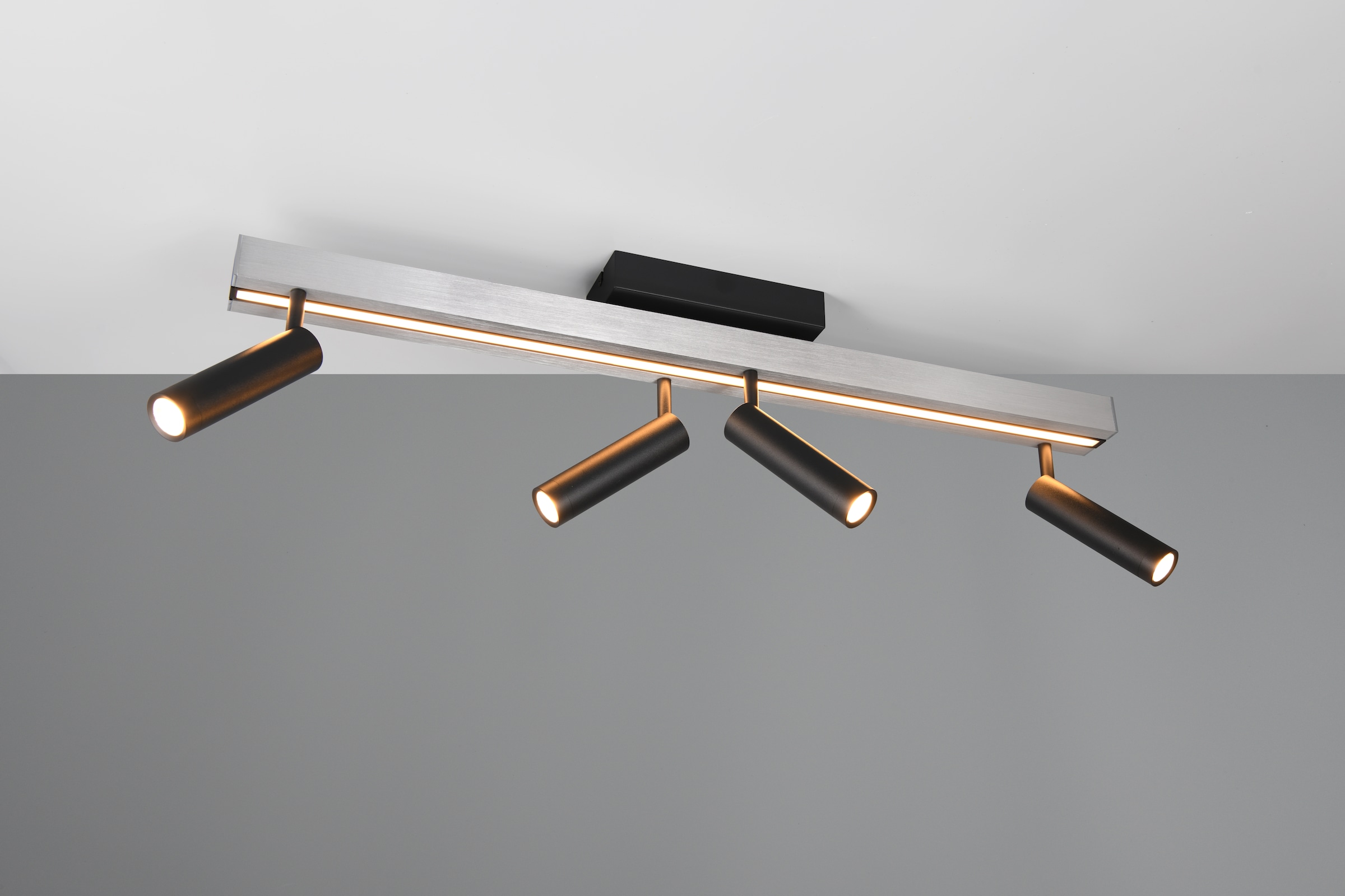 TRIO Leuchten LED Deckenleuchte »ZENO ausziehbare LED Deckenlampe mit 4 verstellbaren Spots dimmbar CCT«, 4 flammig, Leuchtmittel LED-Board | LED fest integriert, getrennt schaltbare Spots, Lichtfarbe einstellbar inkl Fernbedienung
