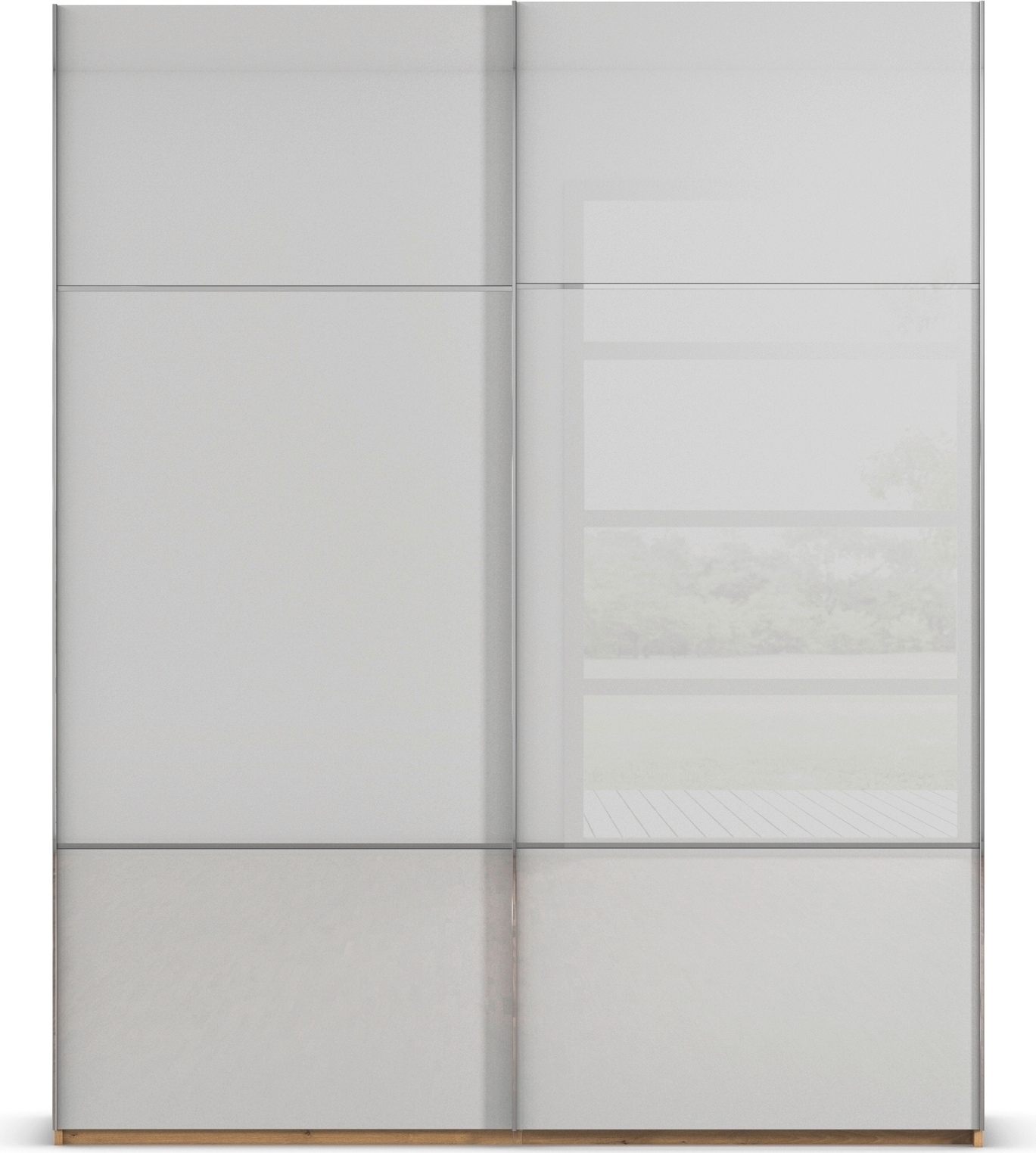 rauch Schwebetürenschrank »Kleiderschrank Schrank Garderobe Schlafzimmerschrank SCALE-TRIO«, edle dreigeteilte Front mit 2 Zierleisten Glasfront MADE IN GERMANY