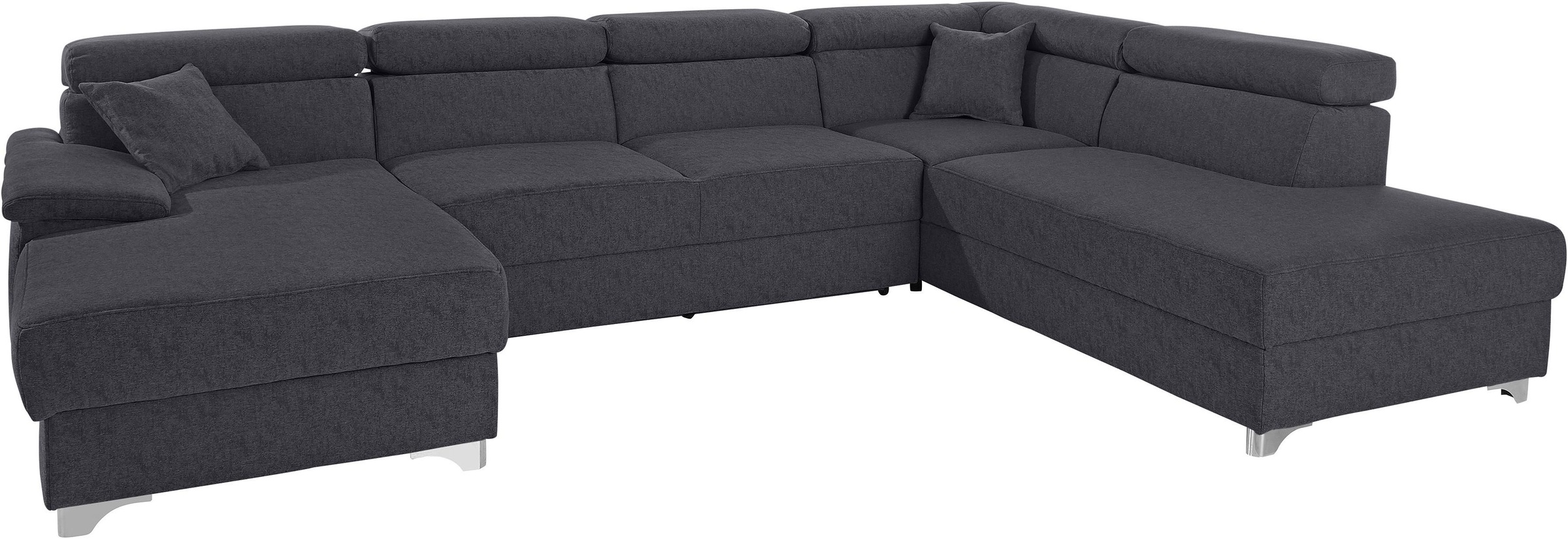 DOMO collection Wohnlandschaft »Mira, inklusive Kopfteilverstellung für mehr Wohlfühlkomfort, U-Form«, wahlweise mit Bettfunktion und Bettkasten, elegant und modern