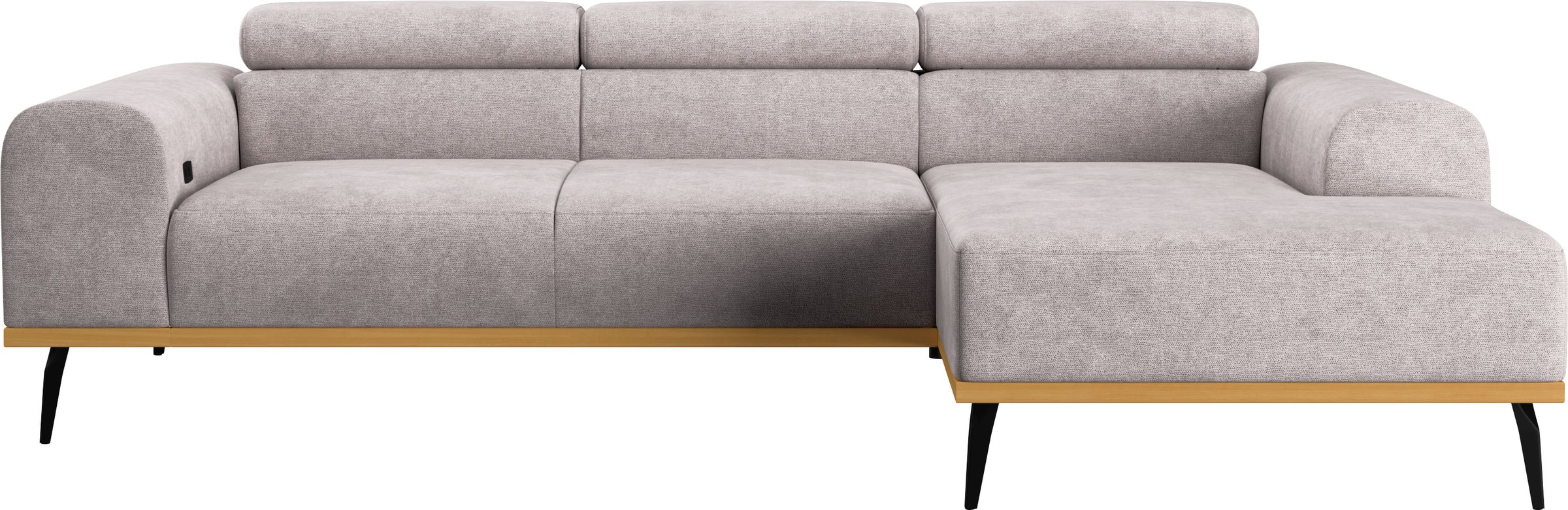 Places of Style Ecksofa »Carlo L-Form«, mit Kopfteilverstellung & Holz-Rahmenoptik, wahlweise Relaxfunktion