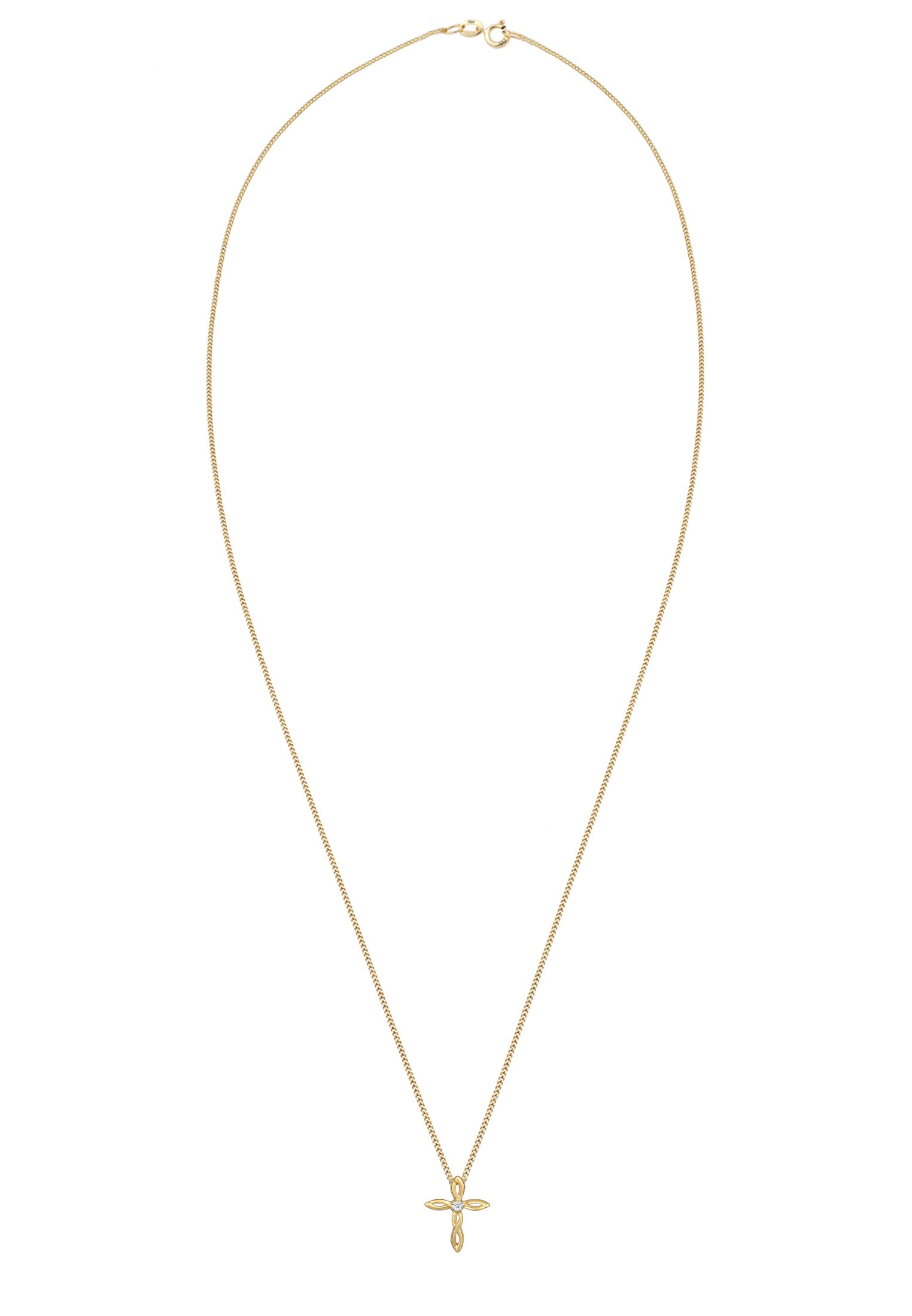 Elli DIAMONDS Collierkettchen »Kreuz Diamant Weiß Brillantschliff (0.03ct) 585 Gelbgold«