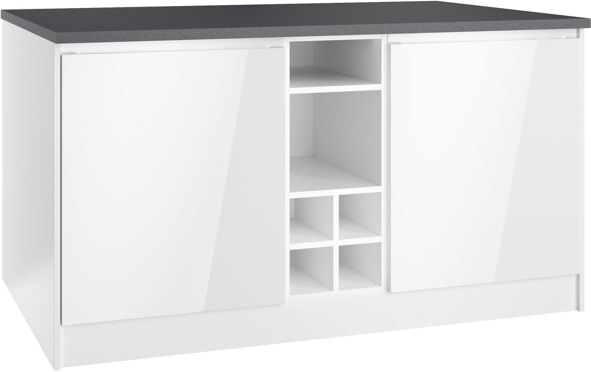 KOCHSTATION Kücheninsel »KS-Virginia«, Breite 153 cm, MDF-Fronten, Flaschenregal