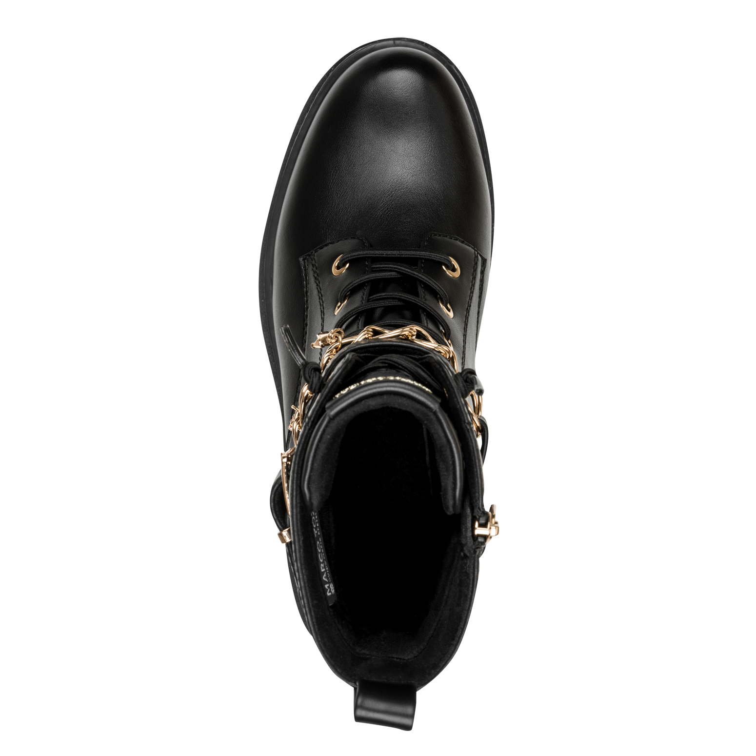 MARCO TOZZI by GMK Schnürstiefelette  Blockabsatz, Schnürboots mit edler Zierkette mit GMK-Lettern